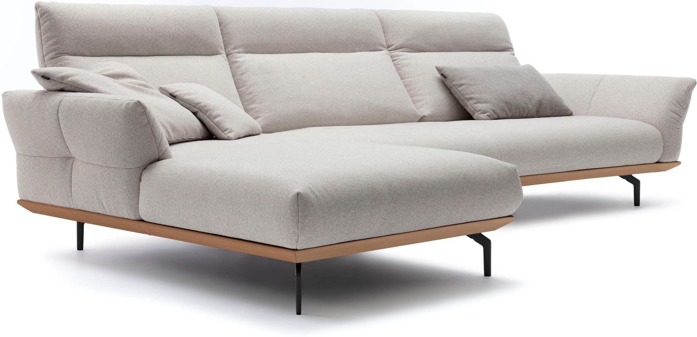 Creation BY ROLF BENZ Ecksofa »CR.460«, Sockel in Eiche, Winkelfüße in Umbragrau, Breite 338 cm