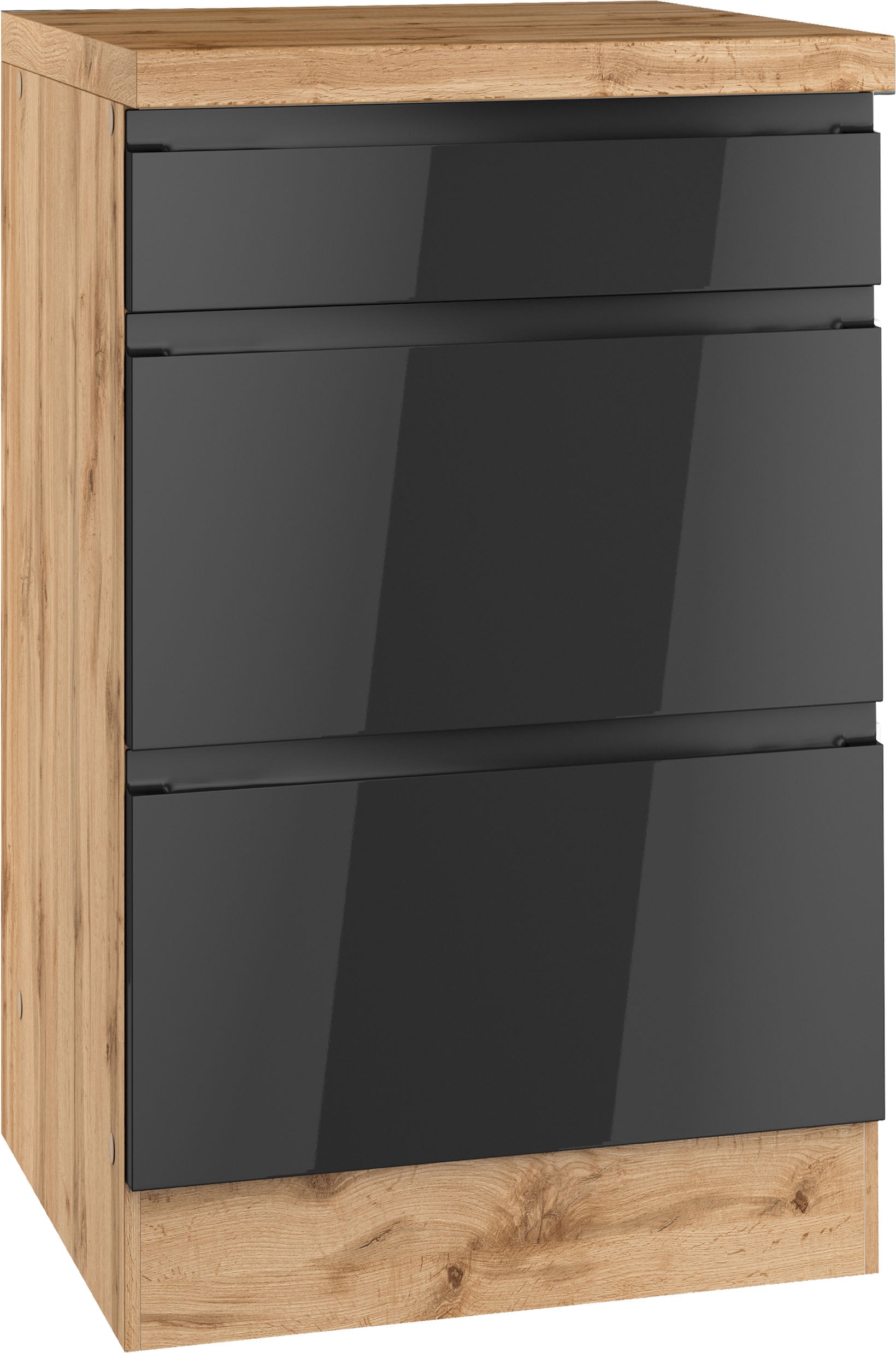 KOCHSTATION Unterschrank "KS-Virginia,neu in verbesserter Ausführung" Stauraum, Softclose, mit CPL-Arbeitsplatte, Breite 50 cm, 1 Schubkasten, 2 Auszüge, Soft-Close-Funktion