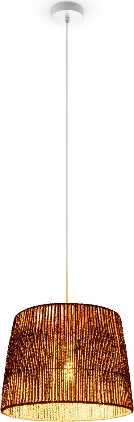Paco Home Pendelleuchte »Hugo Amadeo«, Leuchtmittel E27 | ohne Leuchtmittel, Wohnzimmer Esszimmer Rattan Optik Boho Lampenschirm Papier