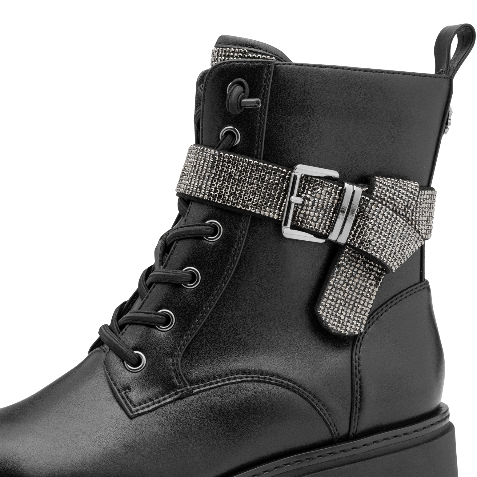 MARCO TOZZI by GMK Schnürstiefelette, Blockabsatz, Schnürboots mit schmuckbesetztem Zierriemen