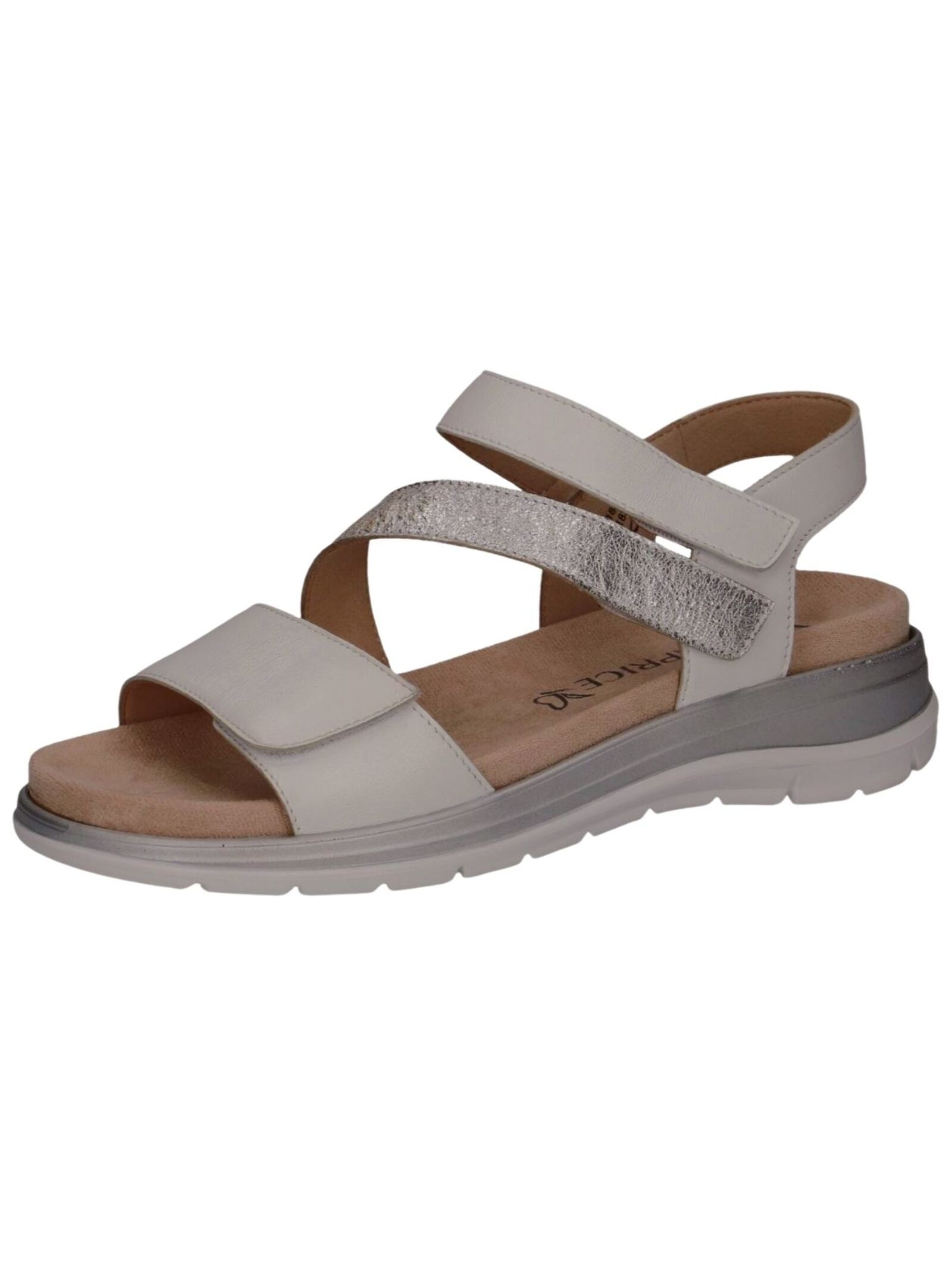 Riemchensandale CAPRICE "Caprice Sandalen Leder", Damen, Gr. 40, weiß (weiß, silber), Leder, Schuhe Riemchensandale