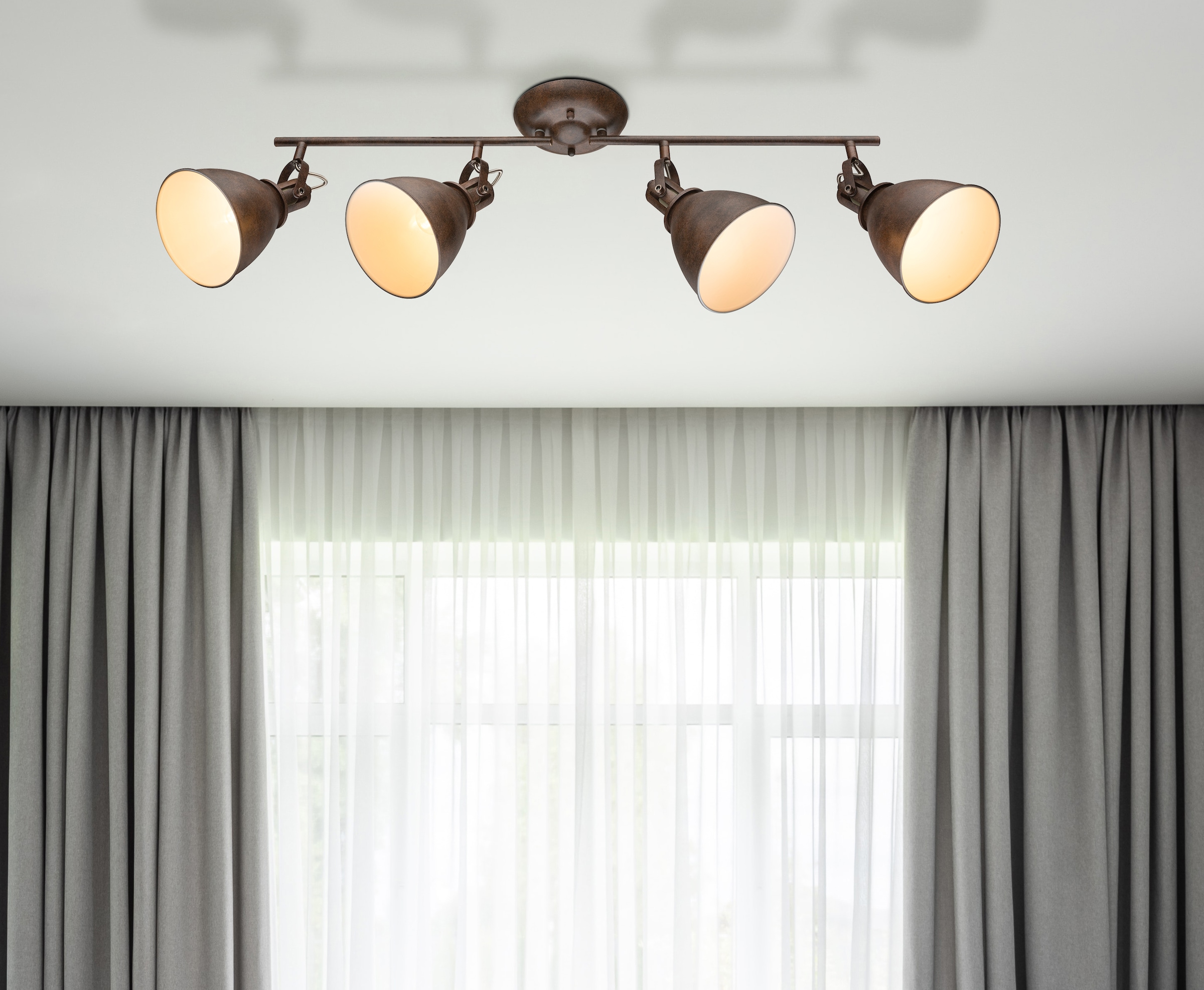 GLOBO LIGHTING Deckenstrahler »GIORGIO«, Leuchtmittel E14 | ohne Leuchtmittel, Spot/rostfarben/innen weiß/LxBxH: 800x150x200mm