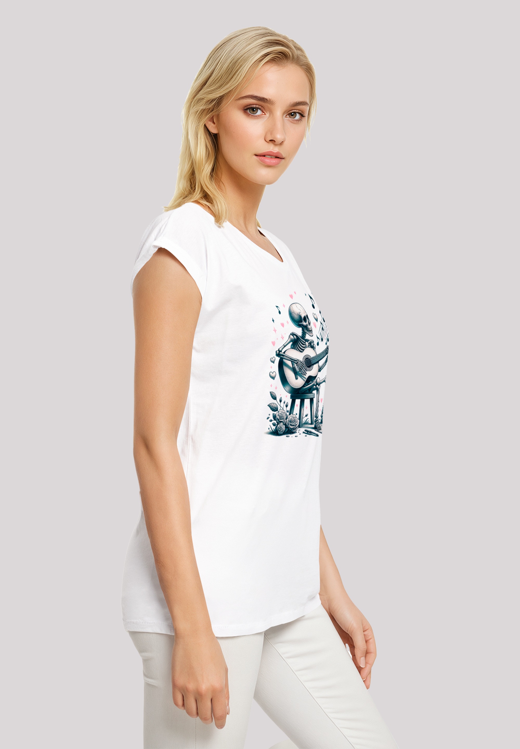 F4NT4STIC T-Shirt »Skelett spielt Gitarre, Musik, Liebe«, Premium Qualität