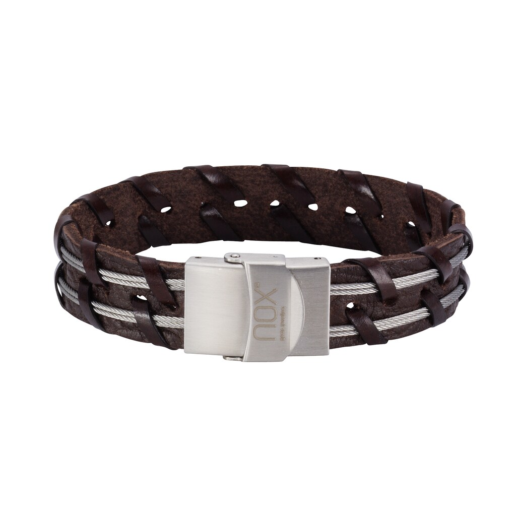 NOX Armband »Leder braun Edelstahl«