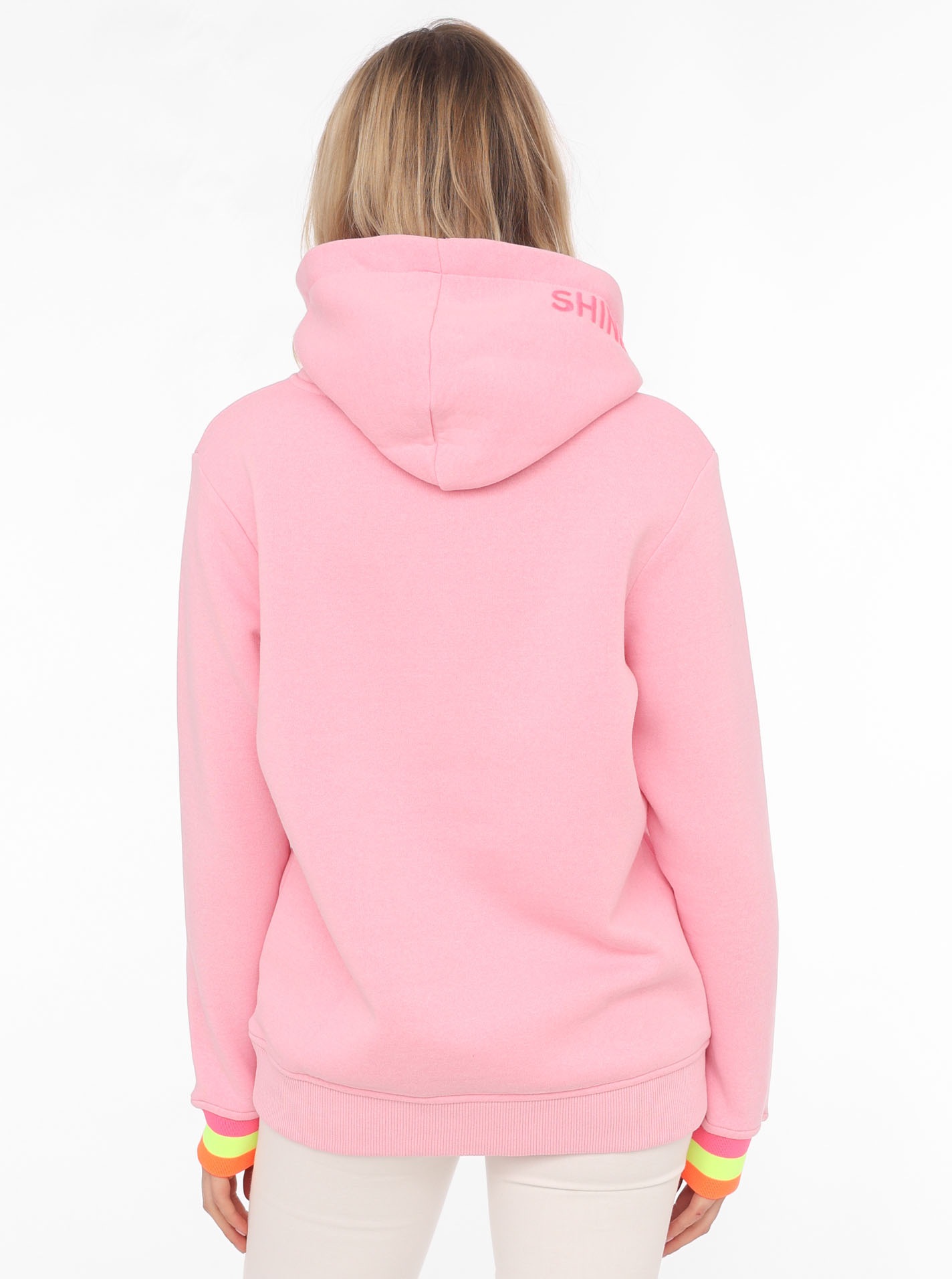 Thumbnail - Zwillingsherz Hoodie "Always Happy", Smiley aus Frottee, Neon-Details, Kapuze, Langarm