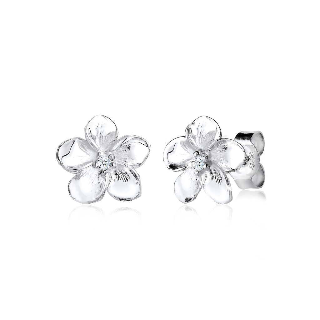 Elli DIAMONDS Paar Ohrstecker »Frangipani Blüte Diamant Blume 925 Silber«