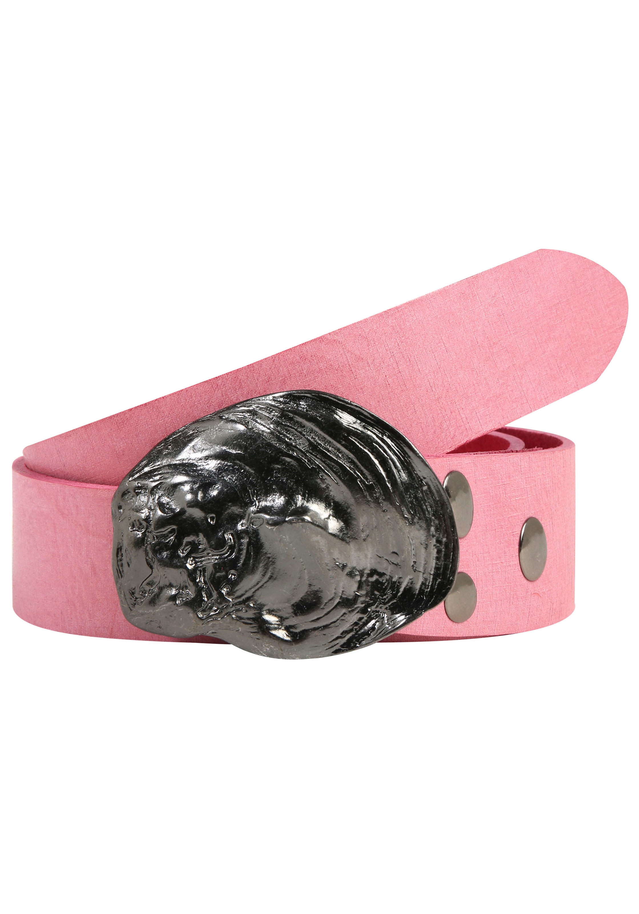 Damen Ledergürtel, pink, Gr. 105, RETTUNGSRING GÜRTEL, unifarben, Leder, Gürtel, mit austauschbarer Schließe »Auster Muschel Schwarz«