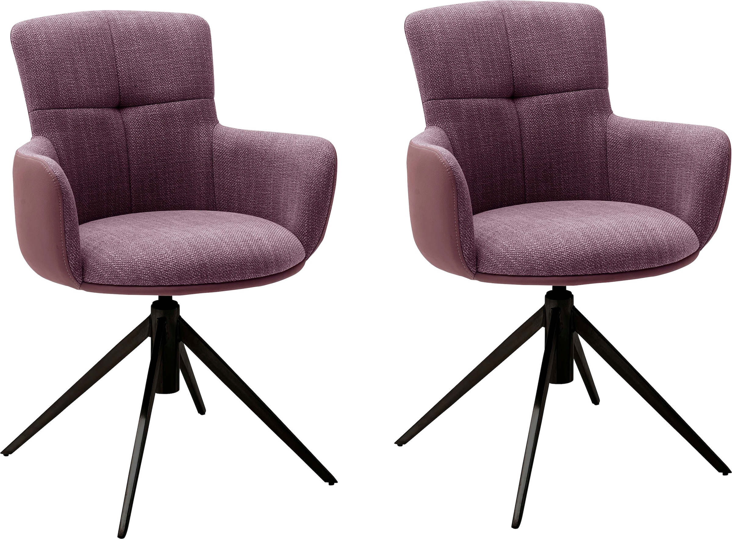 MCA furniture Esszimmerstuhl »Mecana«, (Set), 2 St., 2er Set Materialmix, Stuhl 360° drehbar mit Nivellierung, bis 120 kg