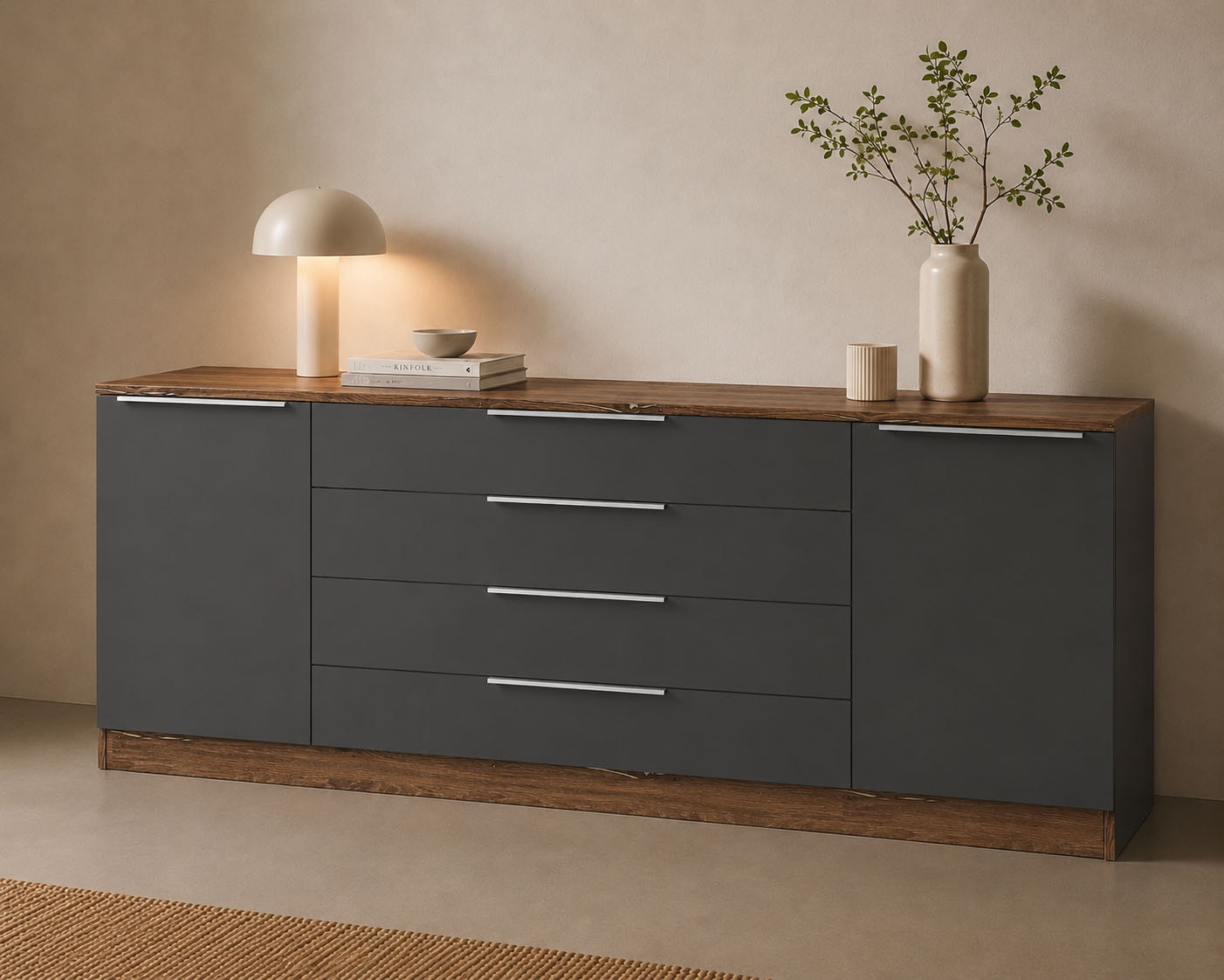 borchardt Möbel Kommode "Oliva, Kommode mit Metallgriffen" Breite 200 cm, mit 4 Schubkästen
