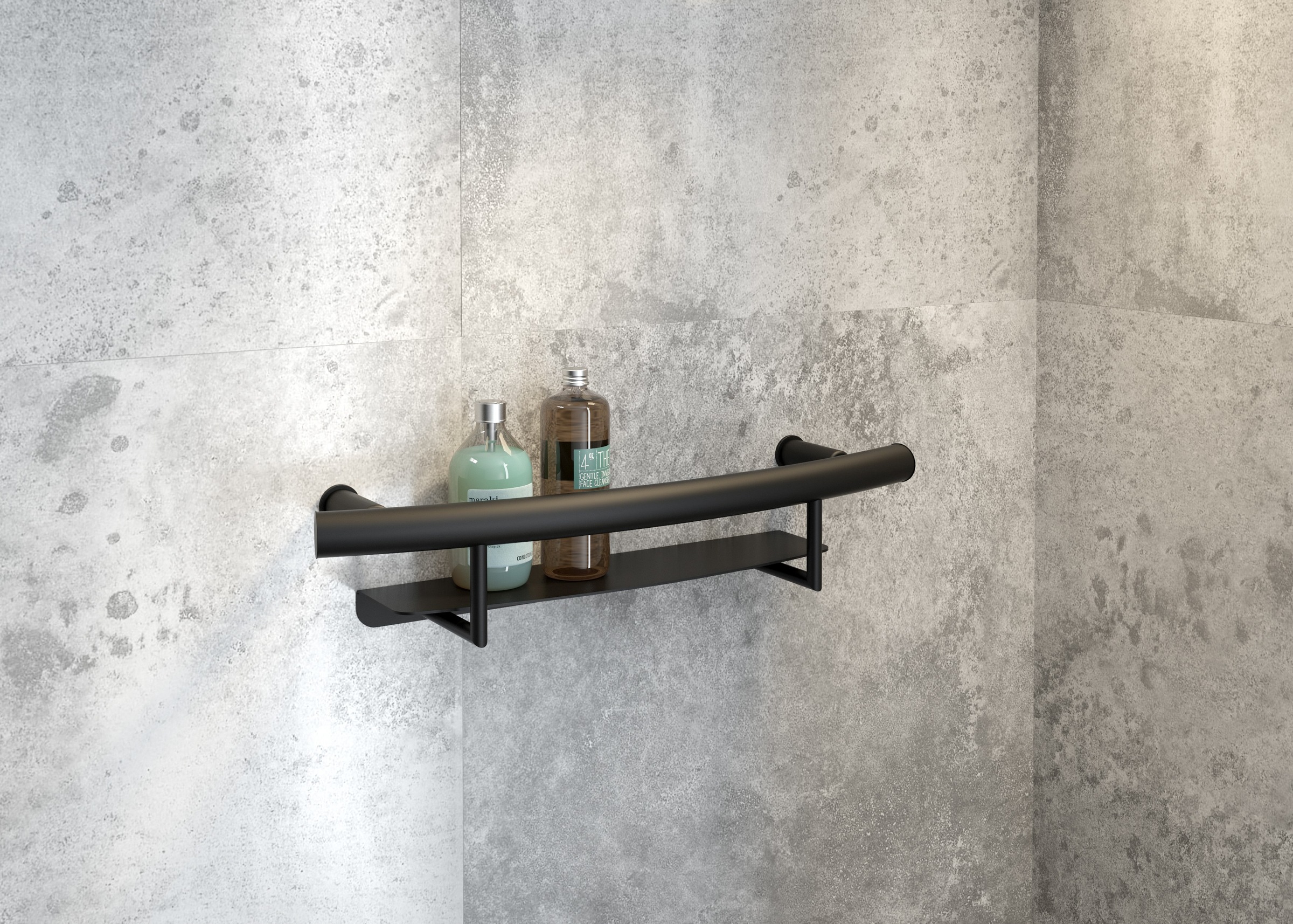 Deante Wandregalhalter »»Vital« Wandhalterung mit Ablagefach, Ausführung Schwarz, 51 cm«, Tragegewicht 150 kg, einfache Montage