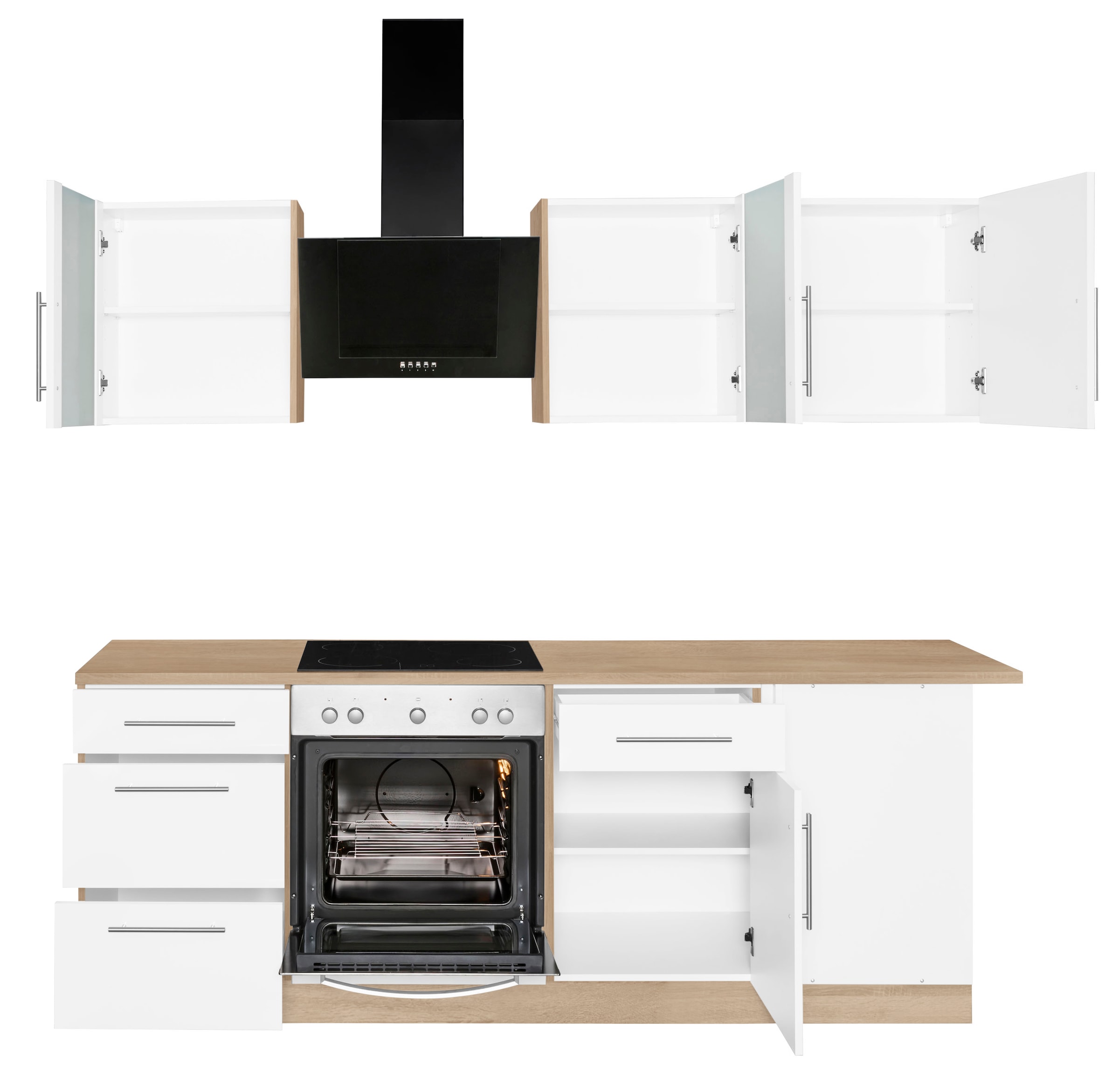 wiho Küchen Winkelküche »Cali«, mit E-Geräten, Stellbreite 220 x 170 cm