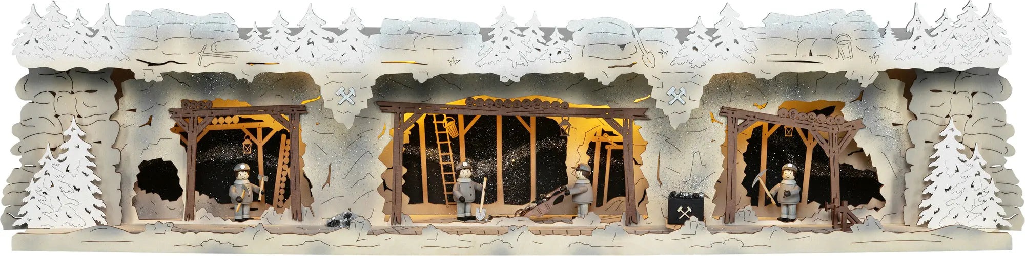 Tietze Erzgebirgsdegn LED Schwibbogen "Erhöhung Bergbau beschneit" günstig online kaufen