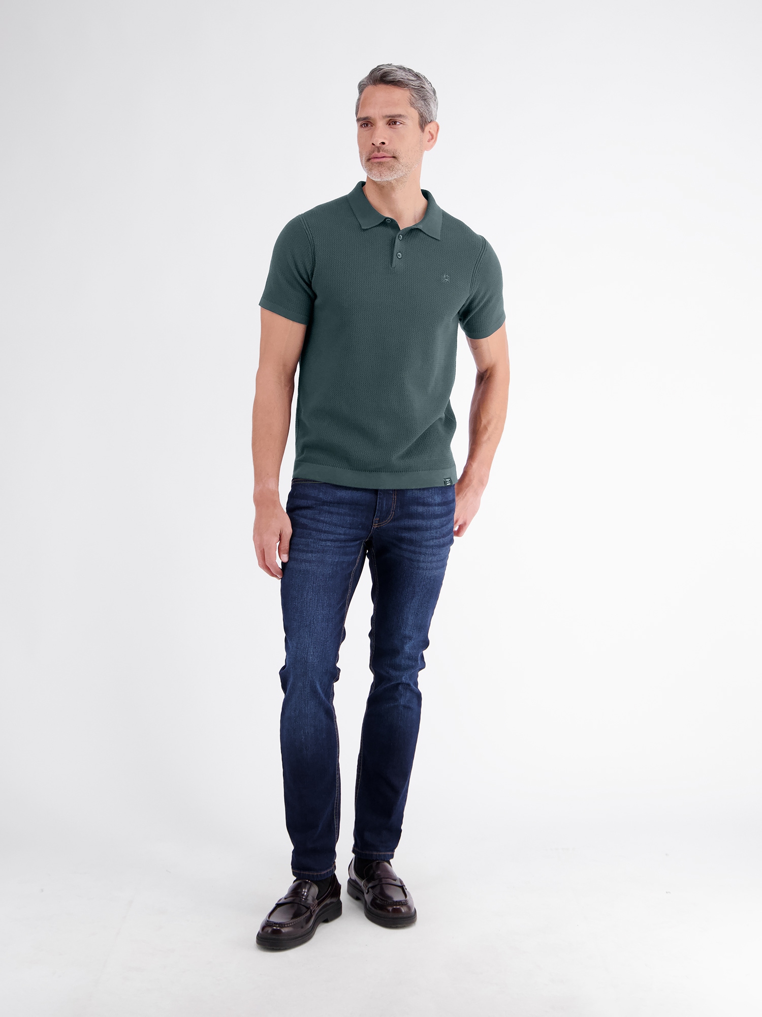 LERROS Poloshirt »Polohemd in legerer Strickoptik aus griffiger Baumwolle«
