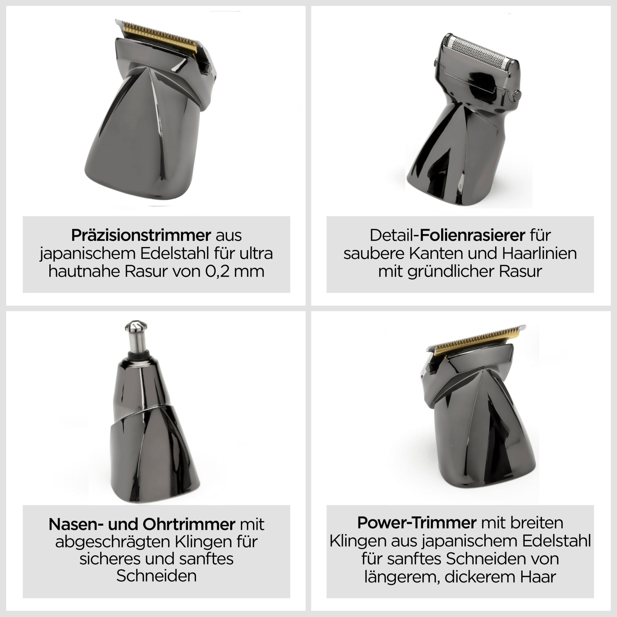 BaByliss Multifunktionstrimmer »BaByliss Super-X Metal 15-in-1 Multitrimmer für Bart & Körper, MT991E« 4 Aufsätze Titan-Klinge, 15 Aufsätze und Kammführungen, USB-Ladestation, kabellos