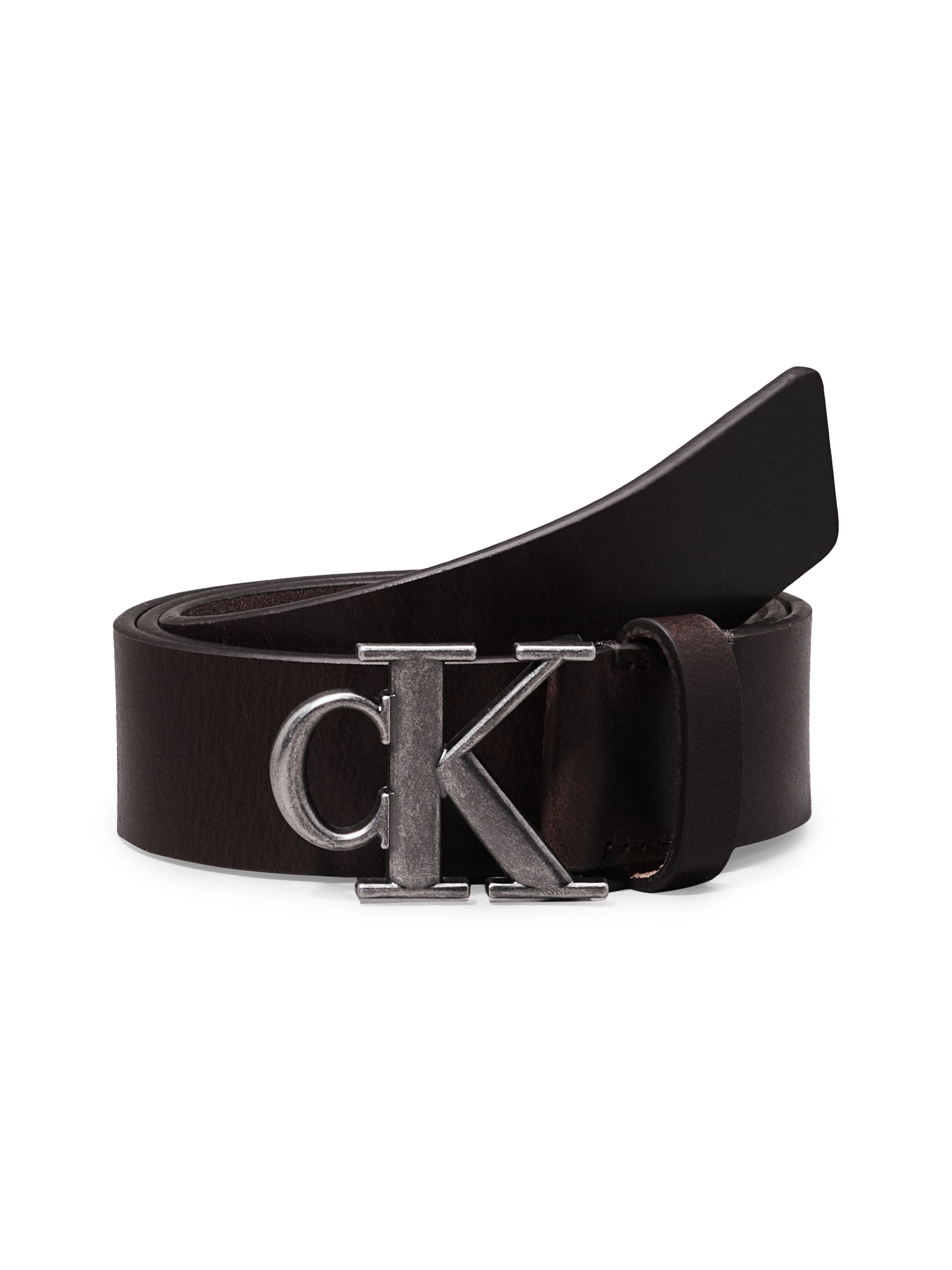 Calvin Klein Jeans Ledergürtel »ROUND MONO PLAQUE LTHR BELT 35MM« mit CK-Logoschließe