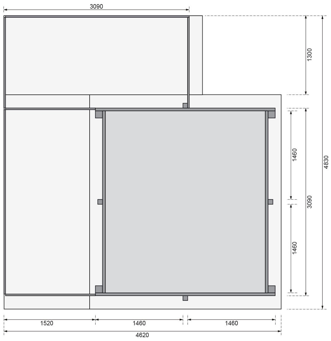 Karibu Rechteckpool »Holzpool Milano B« BxLxH: 353x320x124 cm, kesseldruckimpägniert mit 2 Sonnenterassen