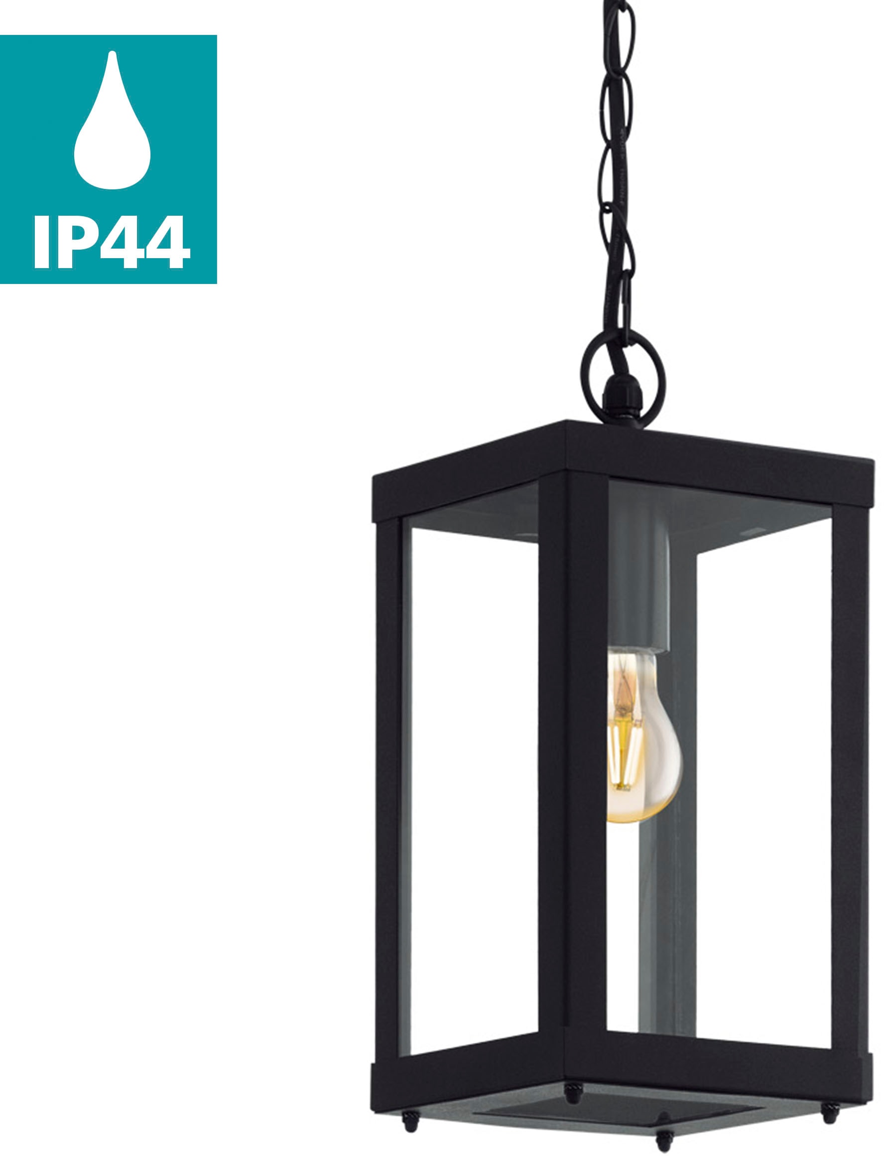 EGLO Hängeleuchte "ALAMONTE 1 Pendellampe, Stahl und Glas, IP44, E27, Außen günstig online kaufen