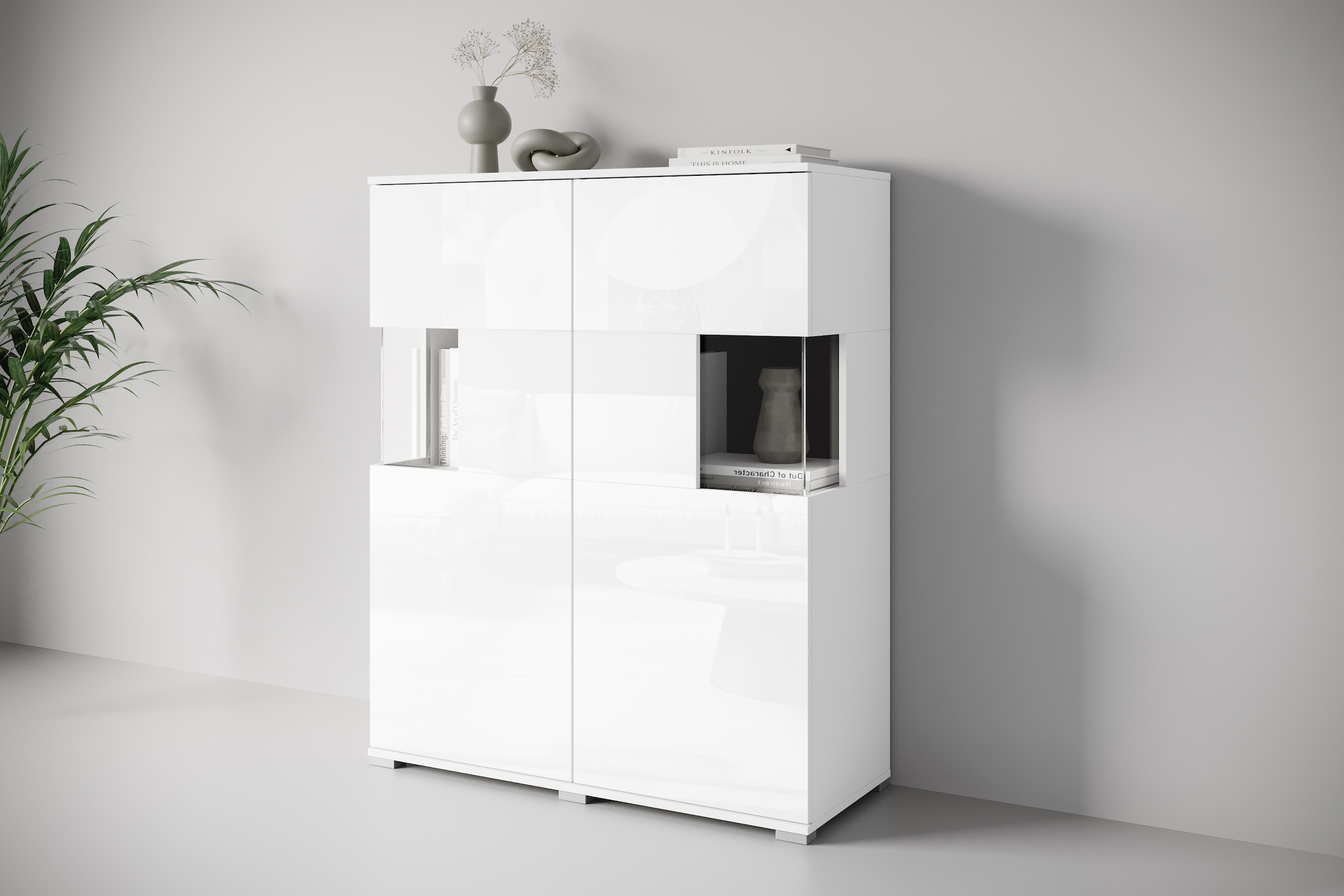 OTTO home Highboard "Kenia" 1 Stk. tlg. Modernes Highboard mit Glastüren, Breite 100 cm