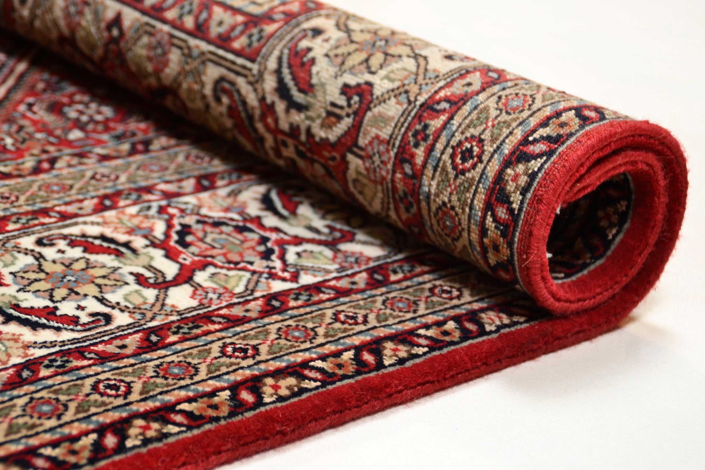 THEKO Orientteppich »Sirsa Seta«, rechteckig, 12 mm Höhe, handgeknüpft, Material: 80% Wolle, 20% Seide, mit Fransen