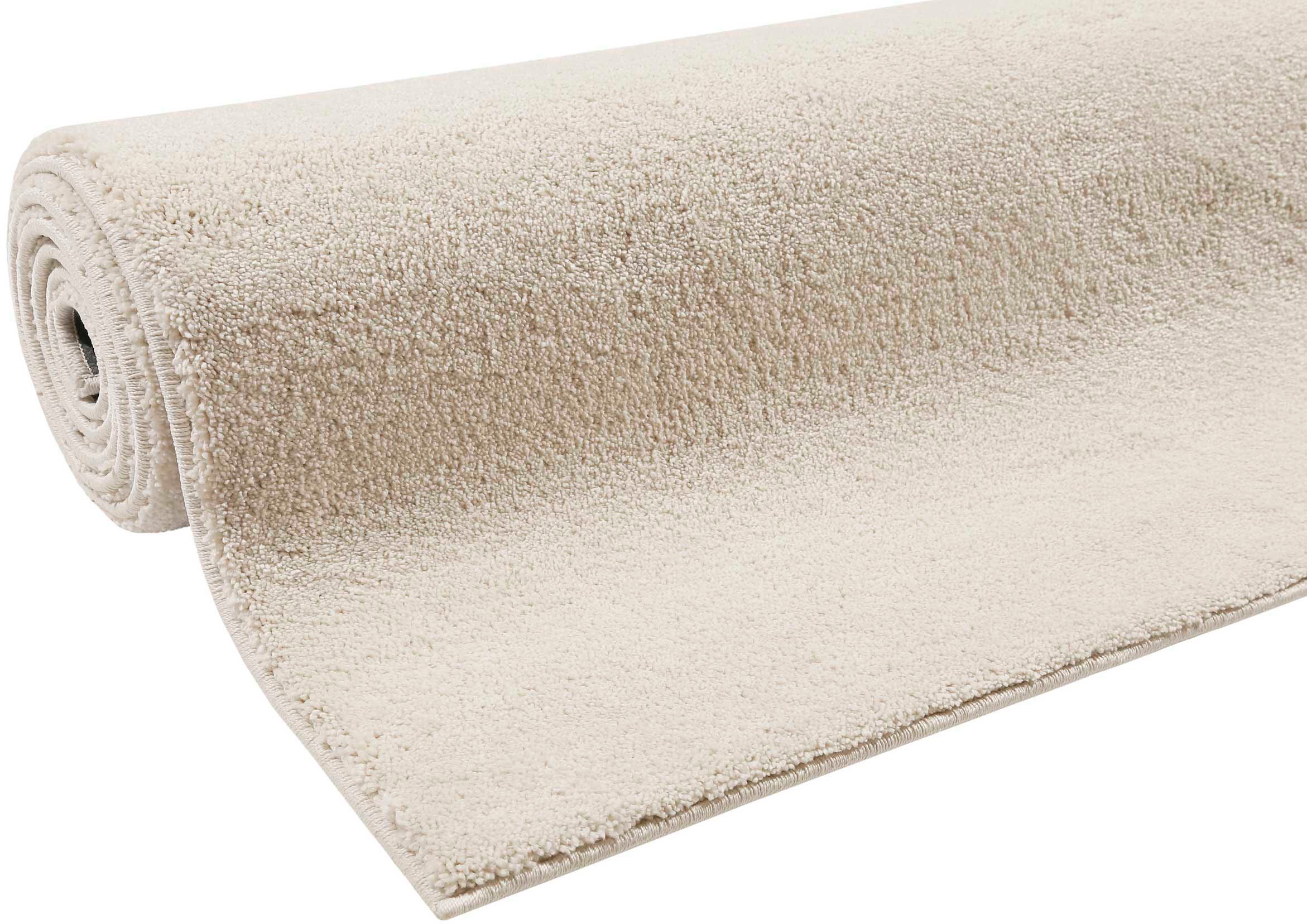 Teppich ESPRIT "Campus ESP-0035" Gr. 2, beige (cremeweiß), B:80cm H:17mm L:150cm, Kunstfaser, Teppiche, Teppich, sehr flauschiger, dichter Flor, robust, Wohnzimmer, Schlafzimmer, uni 3