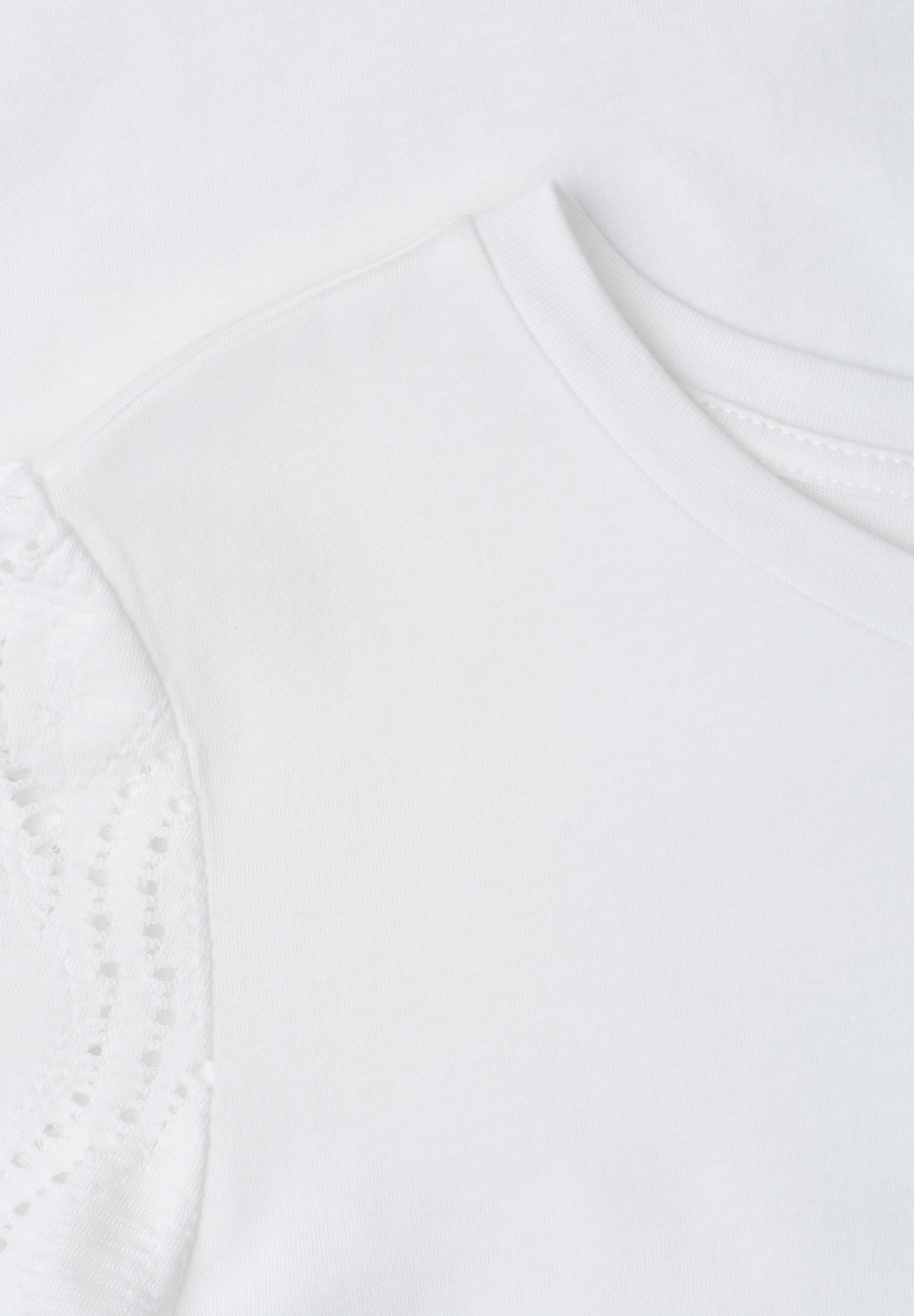 STREET ONE Rundhalsshirt Sommershirt mit Rundhals und Spitzenärmeln
