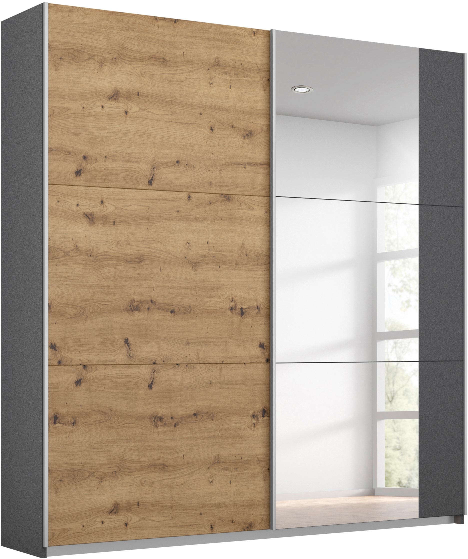 rauch Schwebetürenschrank "Kleiderschrank Schrank Garderobe AURELIO" 3 Ausstattungen BASIC/CLASSIC/PREMIUM (inkl. SOFT-CLOSE-FUNKTION), zeitloses Design, viele Farben, Breiten 175/218/261 cm MADE IN GERMANY