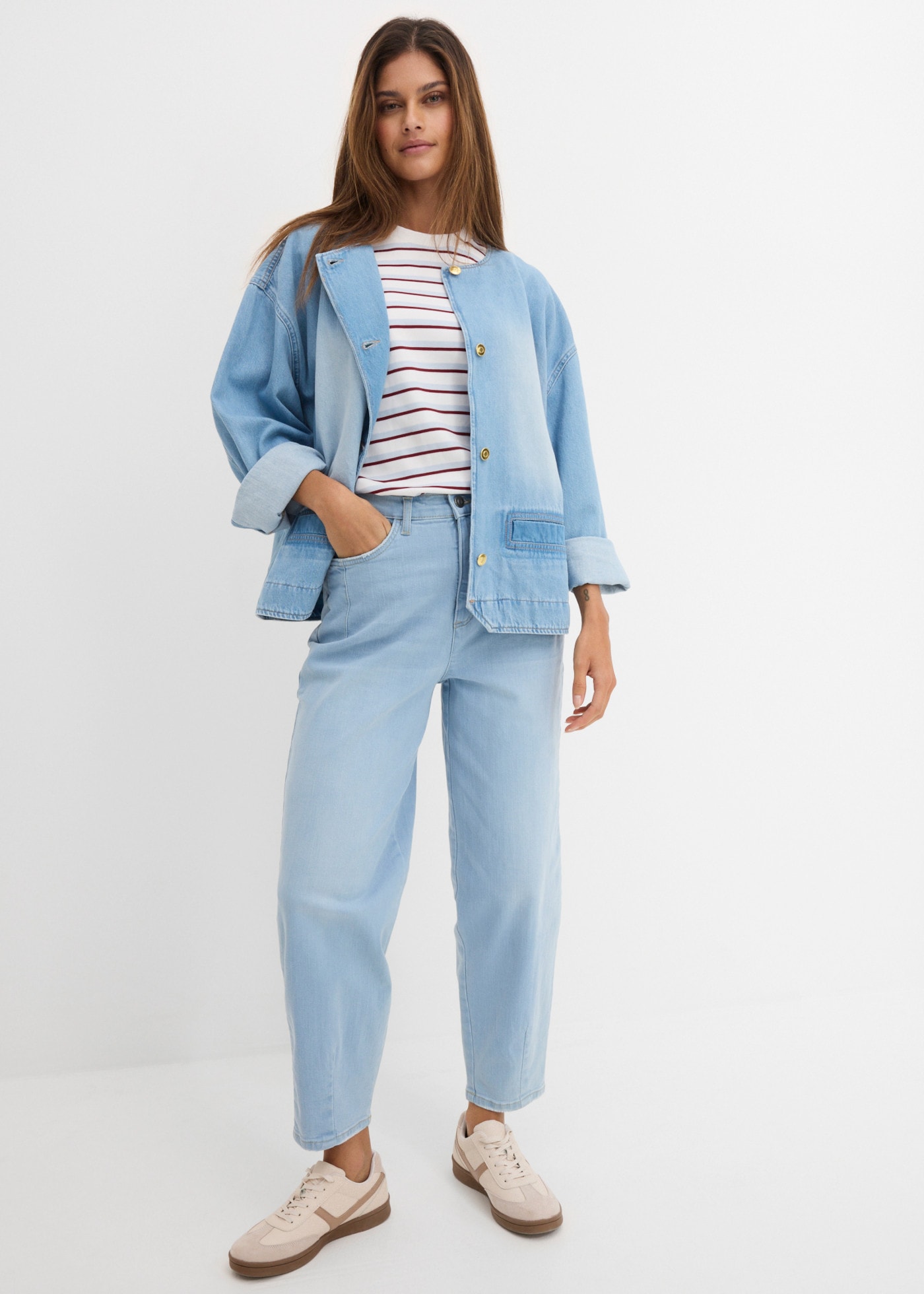 bonprix Loose-fit-Jeans Loose Fit, Barrel Jeans Schnitt, 5-Pocket-Style, mit Elasthan-Anteil
