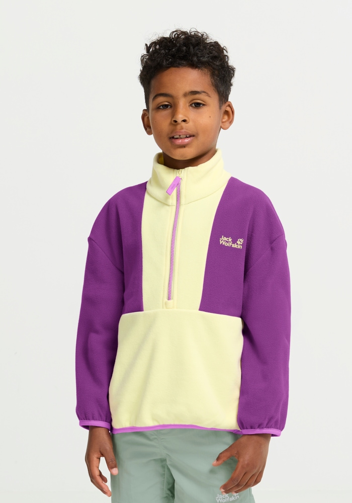 Jack Wolfskin Strickfleece-Pullover »COLORBLOCK TAUNUS HZ K« mit halbem Frontzipper, wasserabweisend, windabweisend, atmungsaktiv