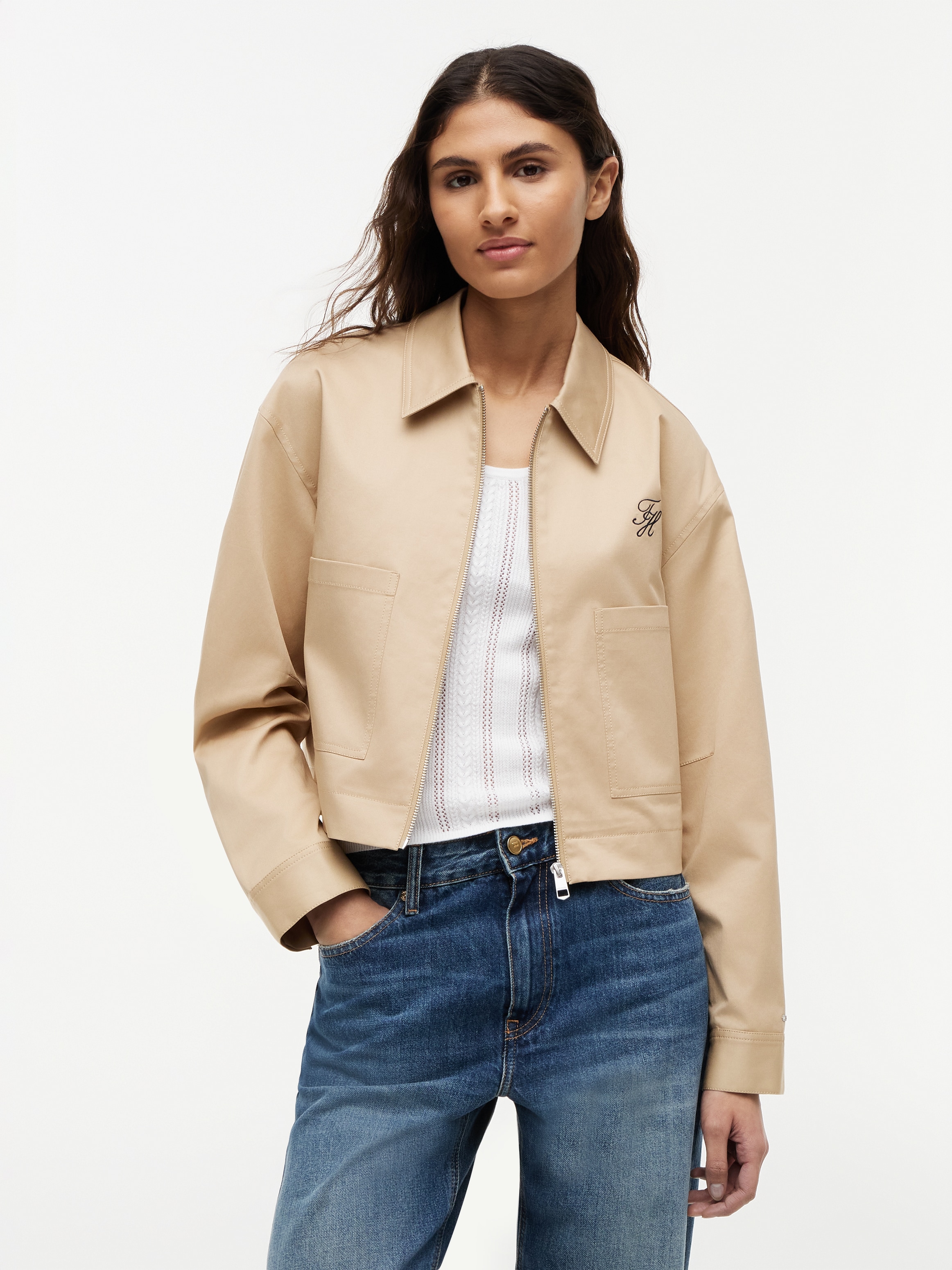 Tommy Hilfiger Kurzjacke "CHINO DRESSING SHORT JACKET" ohne Kapuze Baumwollmischung