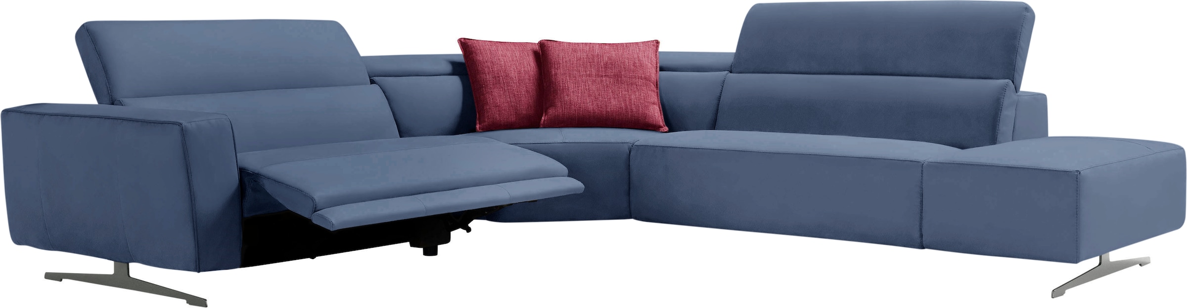 Egoitaliano Ecksofa »Stefanie-e, Designsofa der Extraklasse, bequem mit hohem Sitzkomfort«, mit Relaxfunktion und verstellbaren Kopfteilelementen