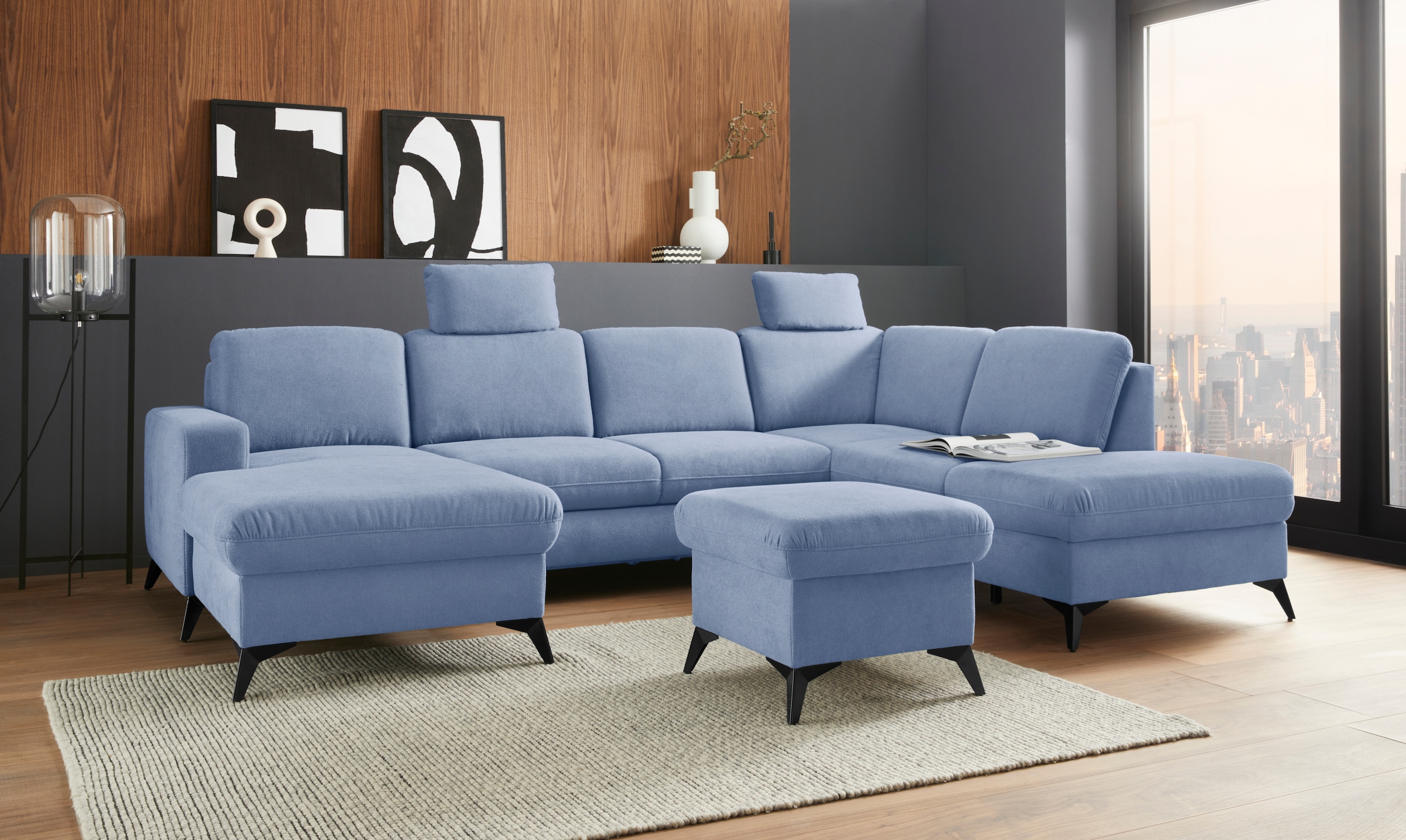 Home affaire Wohnlandschaft "Lolland U-Form" Wahlweise mit Bettfunktion und günstig online kaufen