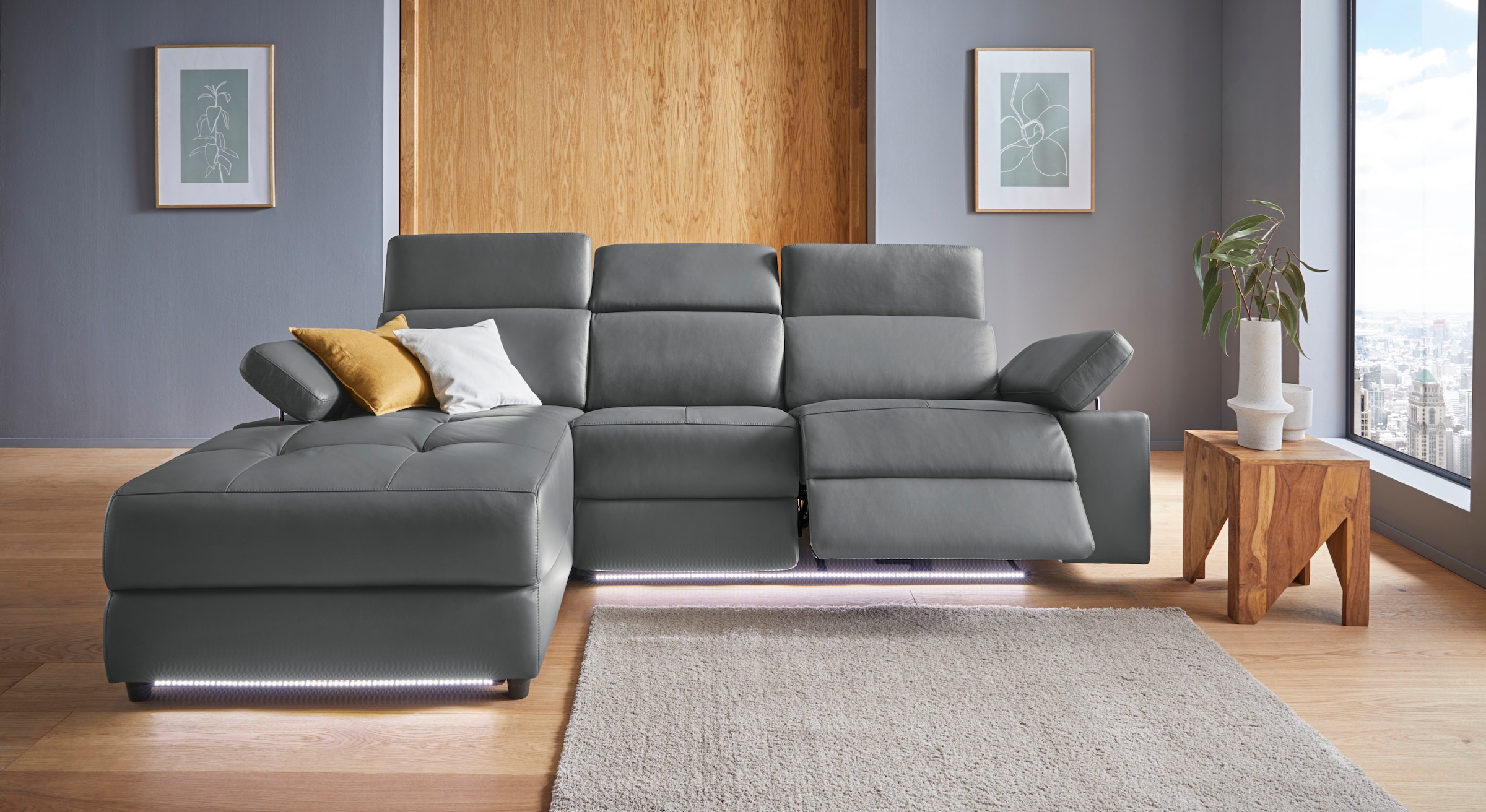 Places of Style Ecksofa »Kilado, L-Form,«, mit Relaxfunktion, verstellbarer Armlehne, Kopfteilverstellung