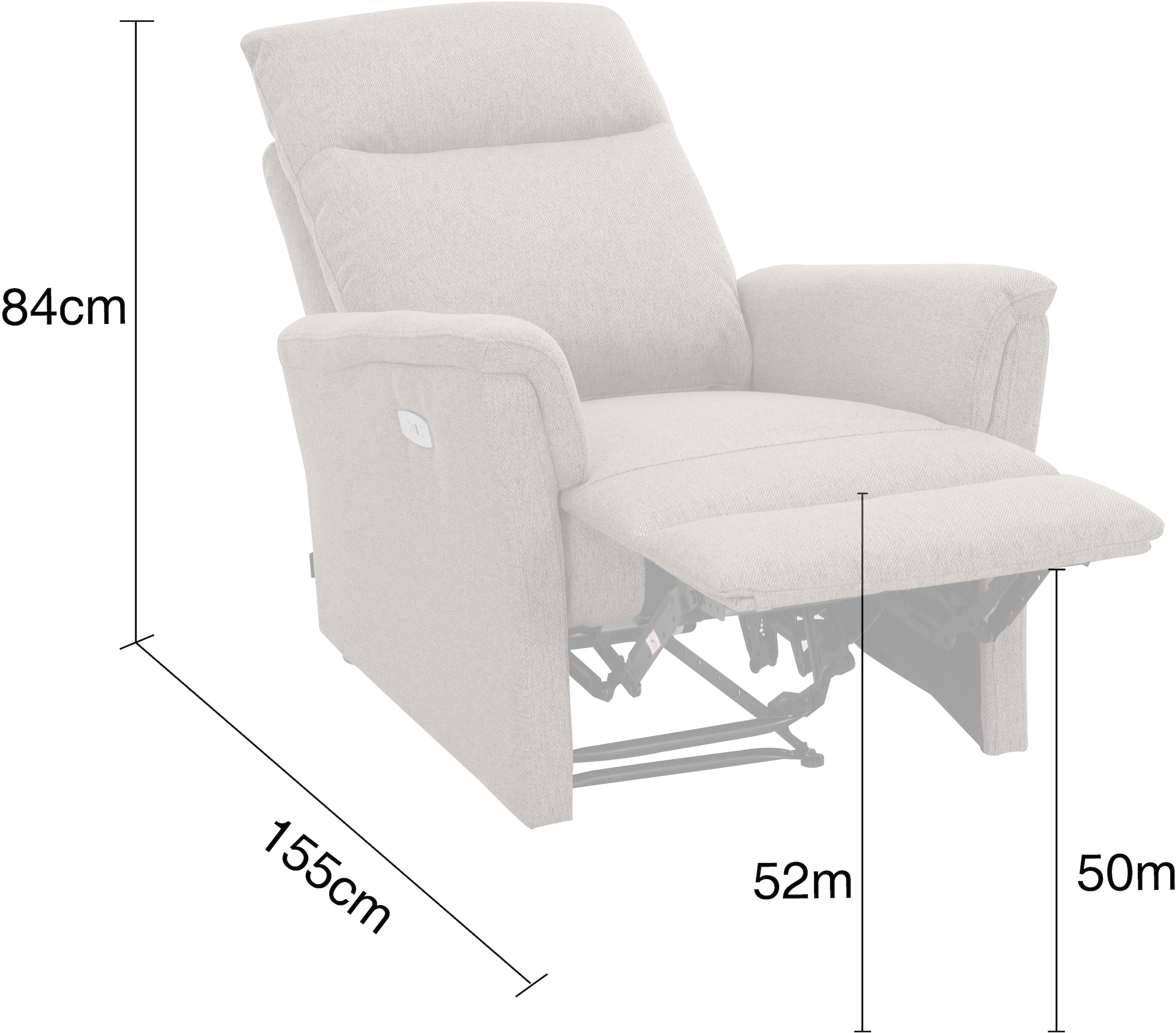 Home affaire Relaxsessel »FINNARA, Relaxsessel, TV-Sessel, elelektrische Relaxfunktion, USB A/C« Liegefunktion 105°-135°, Federkern,