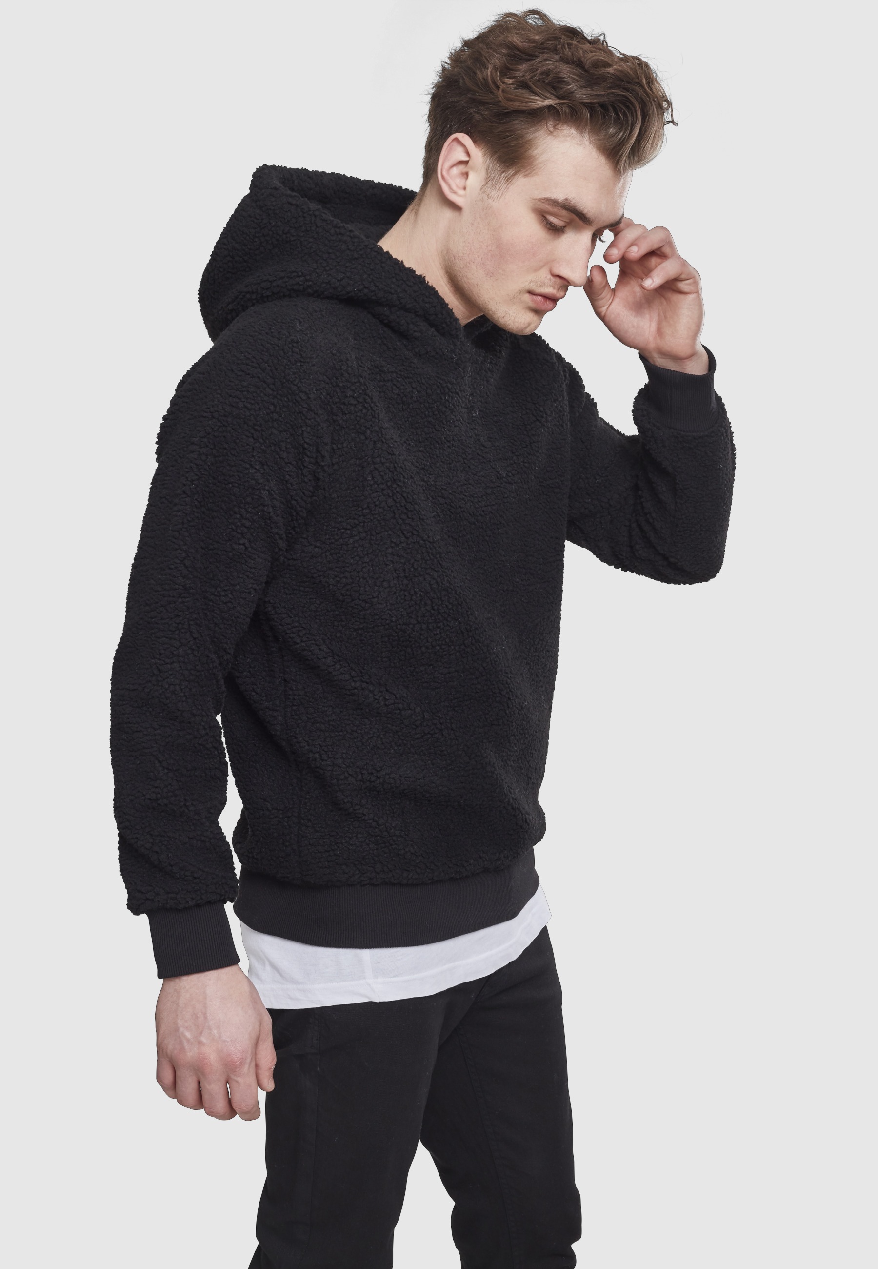 URBAN CLASSICS Rundhalspullover »Urban Classics Herren Sherpa Hoody« 1 Stk.