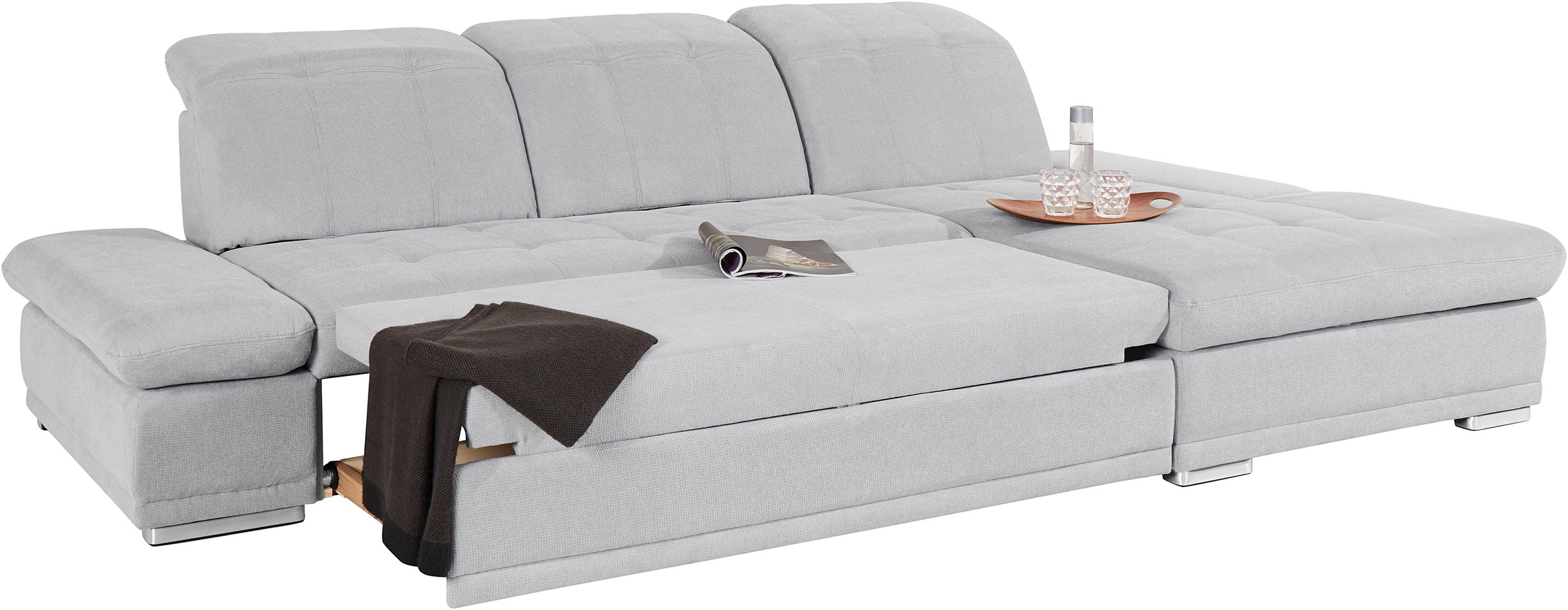 COTTA Ecksofa »Holiday L-Form mit Sitztiefen-, Armteil- und Kopfteilverstellung«, wahlweise mit Bettfunktion & Bettkasten