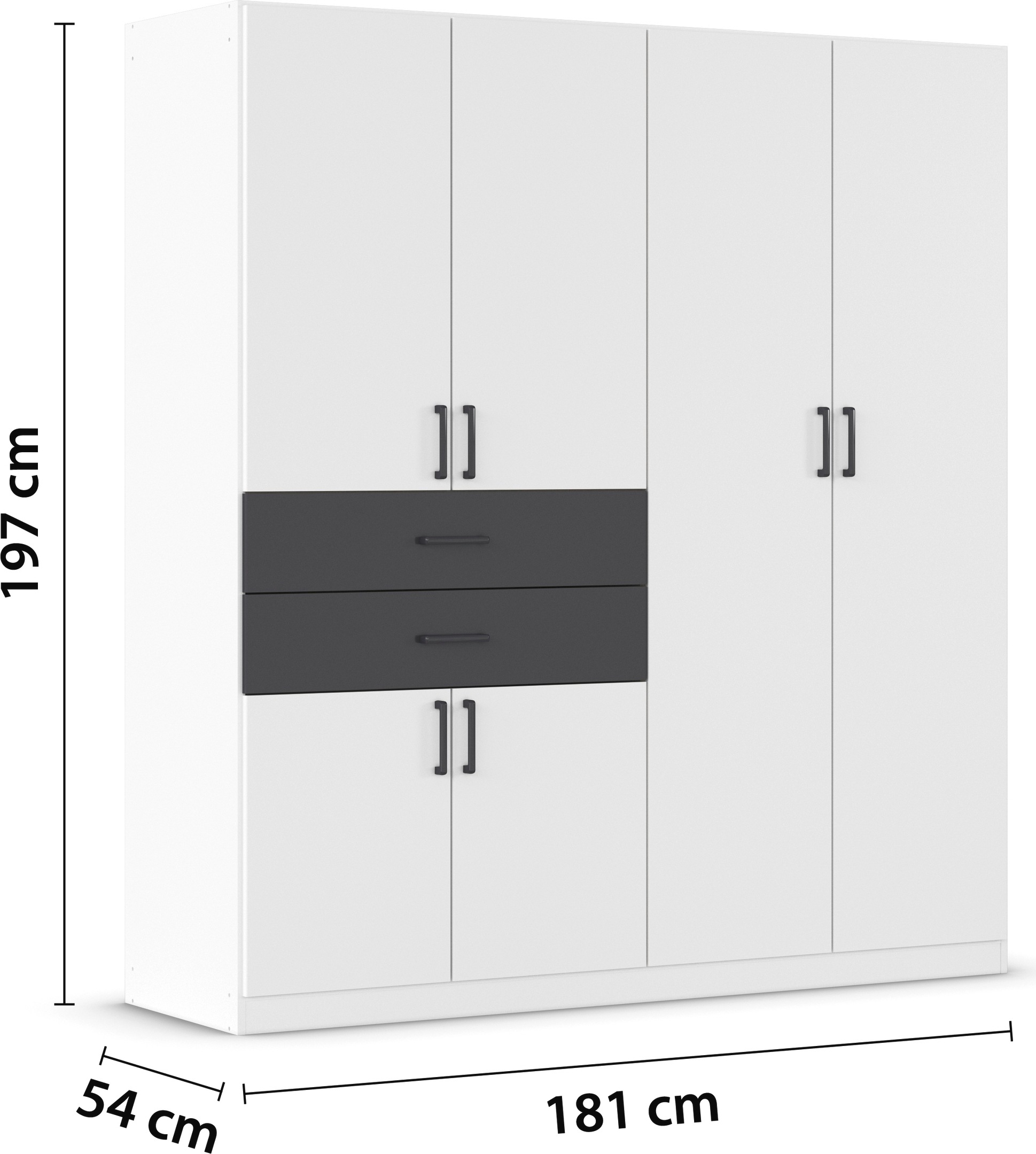 rauch Drehtürenschrank »Kleiderschrank Schrank Garderobe MAIKA mit Dekor-Front«, 2 Schubladen, in verschiedenen Breiten, Höhen, Farben, MADE IN GERMANY