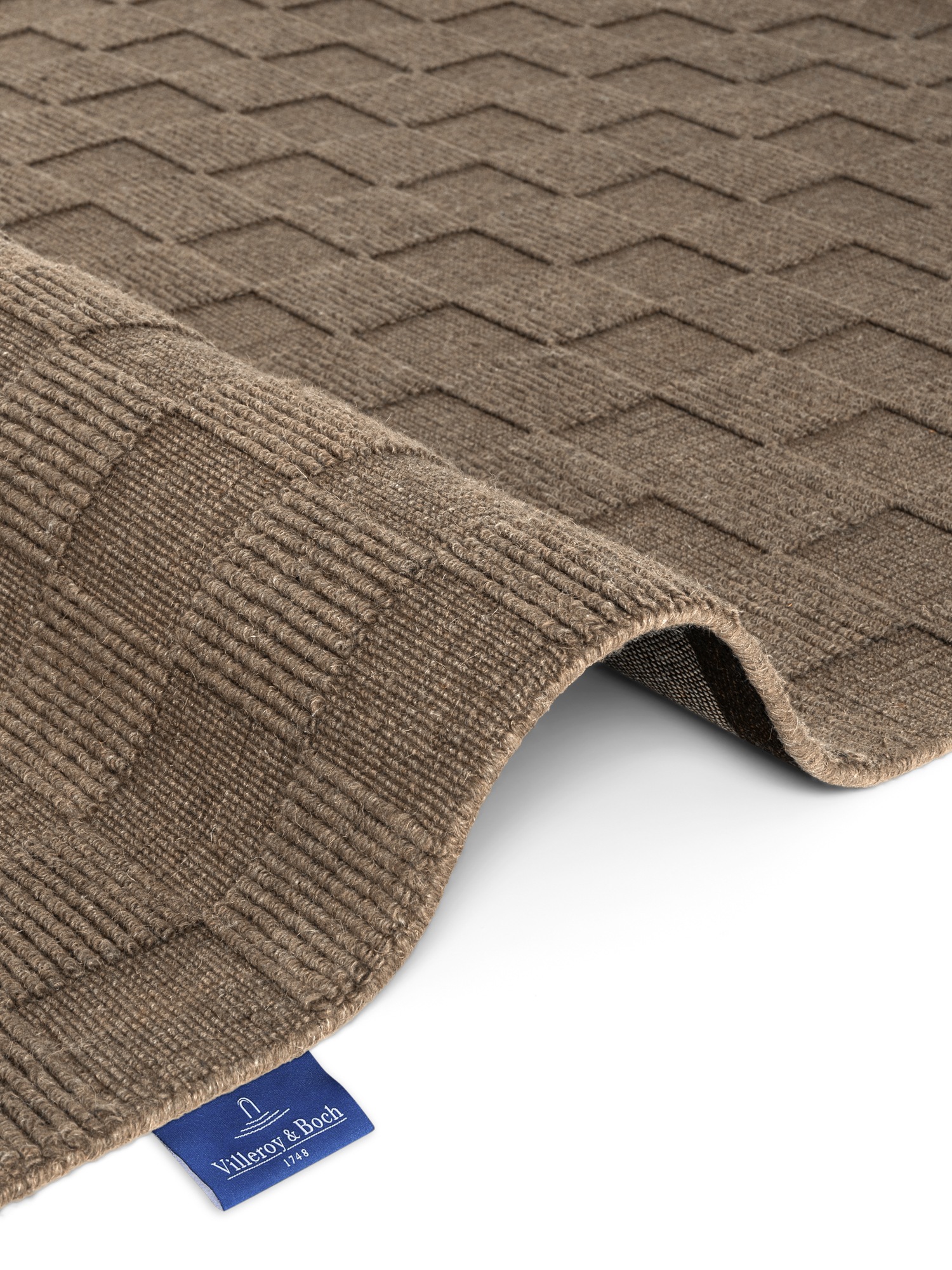 Villeroy & Boch Wollteppich »Scala« rechteckig 10 mm Höhe Handgewebt, Wolle, Kariert, Natur, 3D-Struktur, Karo, Wohnzimmer