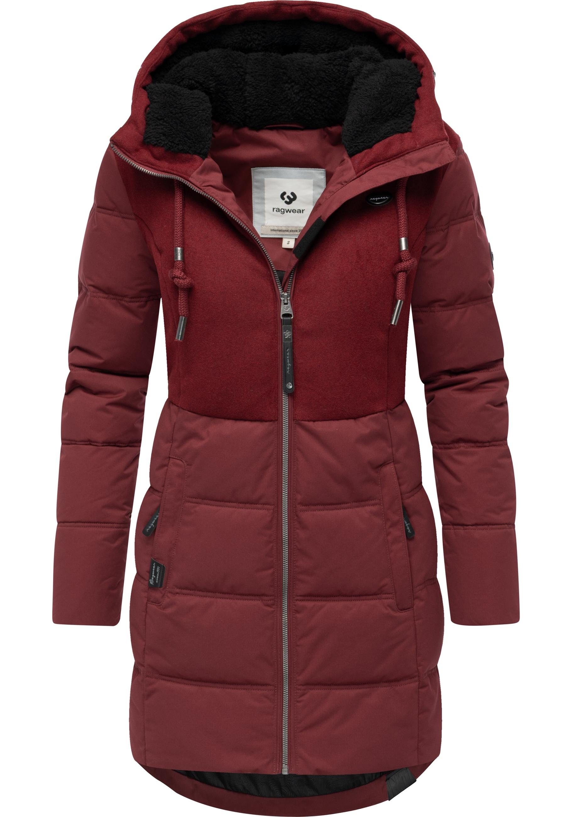 Winterjacke RAGWEAR "Ashani Block Intl.", Damen, Gr. XS (34), rot (dunkelrot), Obermaterial 1: 100% Polyester; Obermaterial 2: 100% Polyester; Innenfutter: 100% Polyester; Wattierung: 100% Polyester; Ärmelfutter: 100% Polyester, figurbetont Po-bedeckend,  3