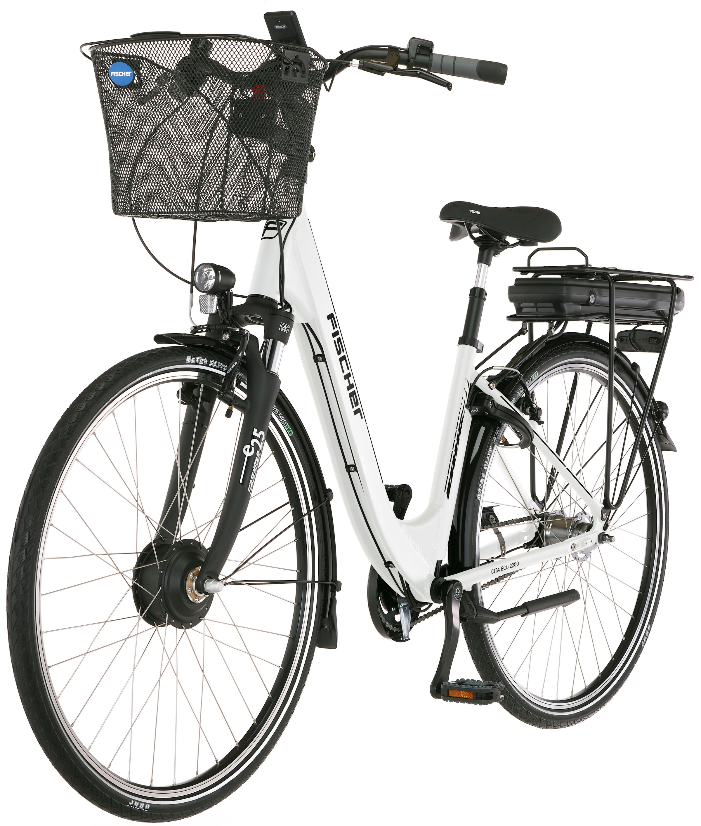 FISCHER Fahrrad E-Bike »CITA ECU 2200 418«, 7 Gang, Shimano, Nexus, Frontmotor 250 W, (mit Fahrradschloss), Pedelec