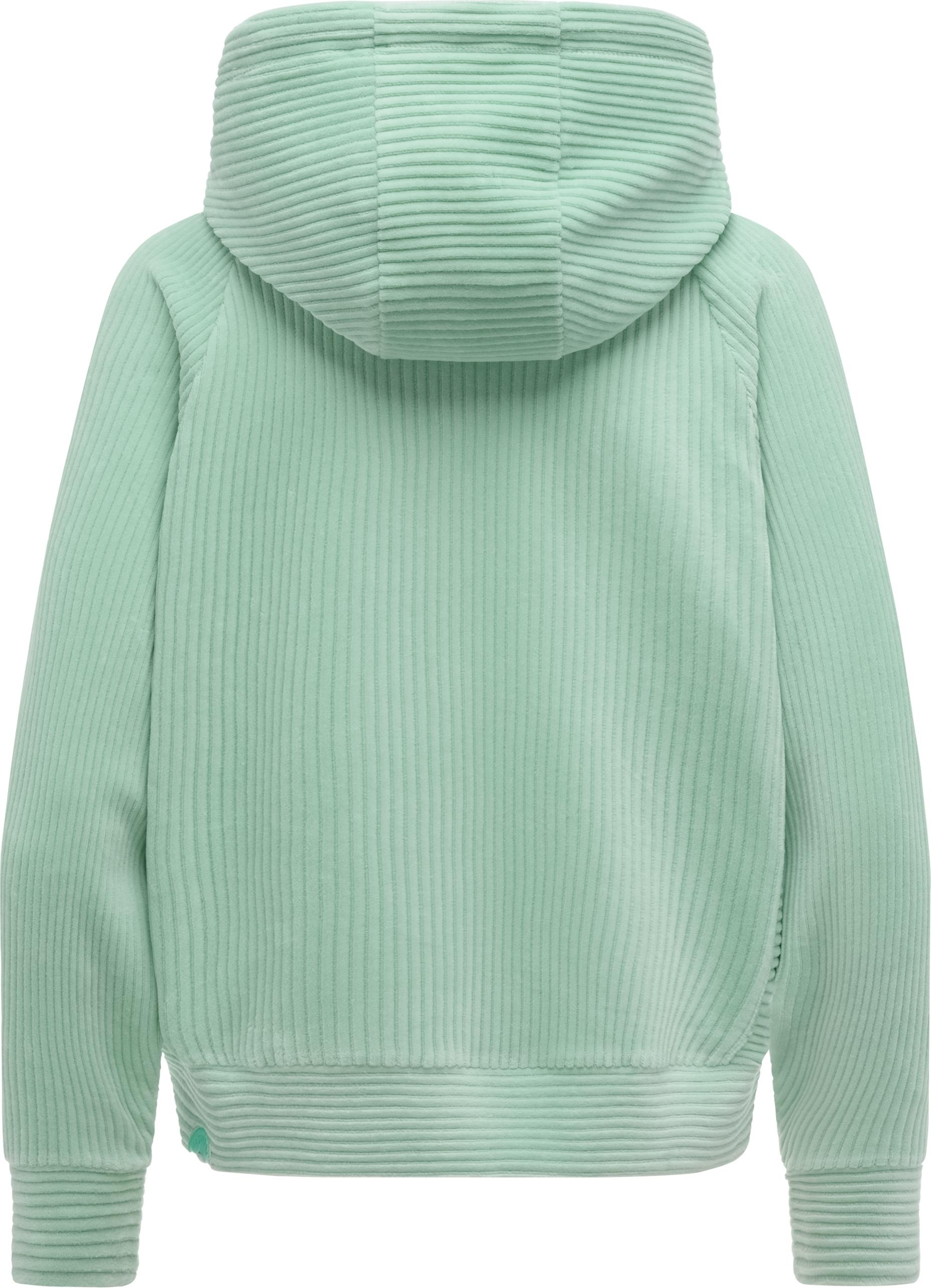 Sweatjacke RAGWEAR "Corduly Cordy", Damen, Gr. XL (42), mint26, Material: 76% Baumwolle, 20% Polyester, 4% Elasthan, oversize hüftlang, hoch geschlossener Ausschnitt, Ärmel ohne Ärmelschlitz abgesteppte Kante, Sweatjacken Sweatjacke, Freizeitjacke Zip-Hoo 2