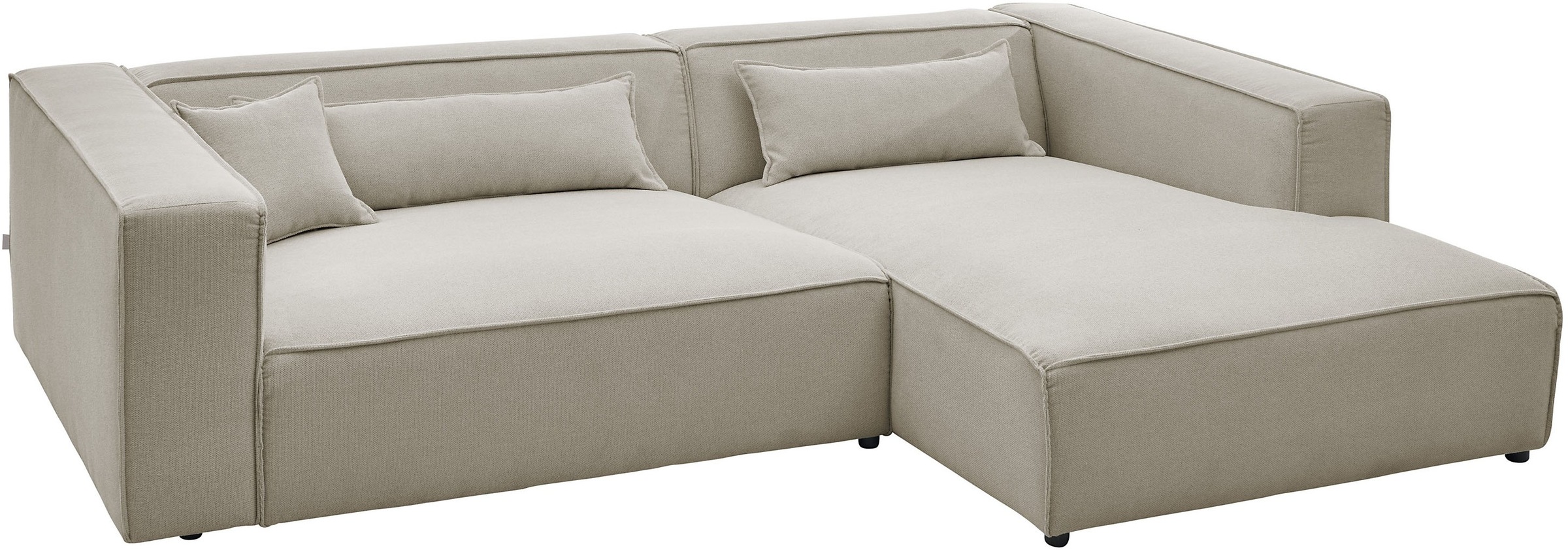 LeGer Home by Lena Gercke Ecksofa »PIARA XXL, Big-Sofa in Cord oder Leinenoptik, L-Form, mit Kedernaht«, wahlweise Ottomane rechts/links, schwarze Füße, extra tiefe Sitzfläche