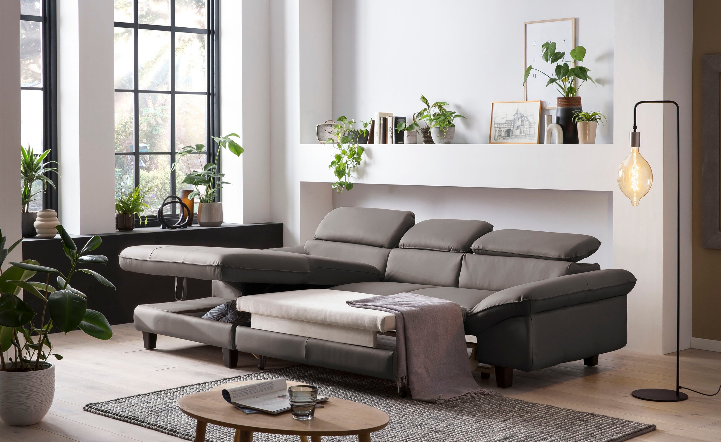 Home affaire Ecksofa »Pilot L-Form«, mit Kopfteilverstellung, wahlweise mit Bettfunktion & Bettkasten