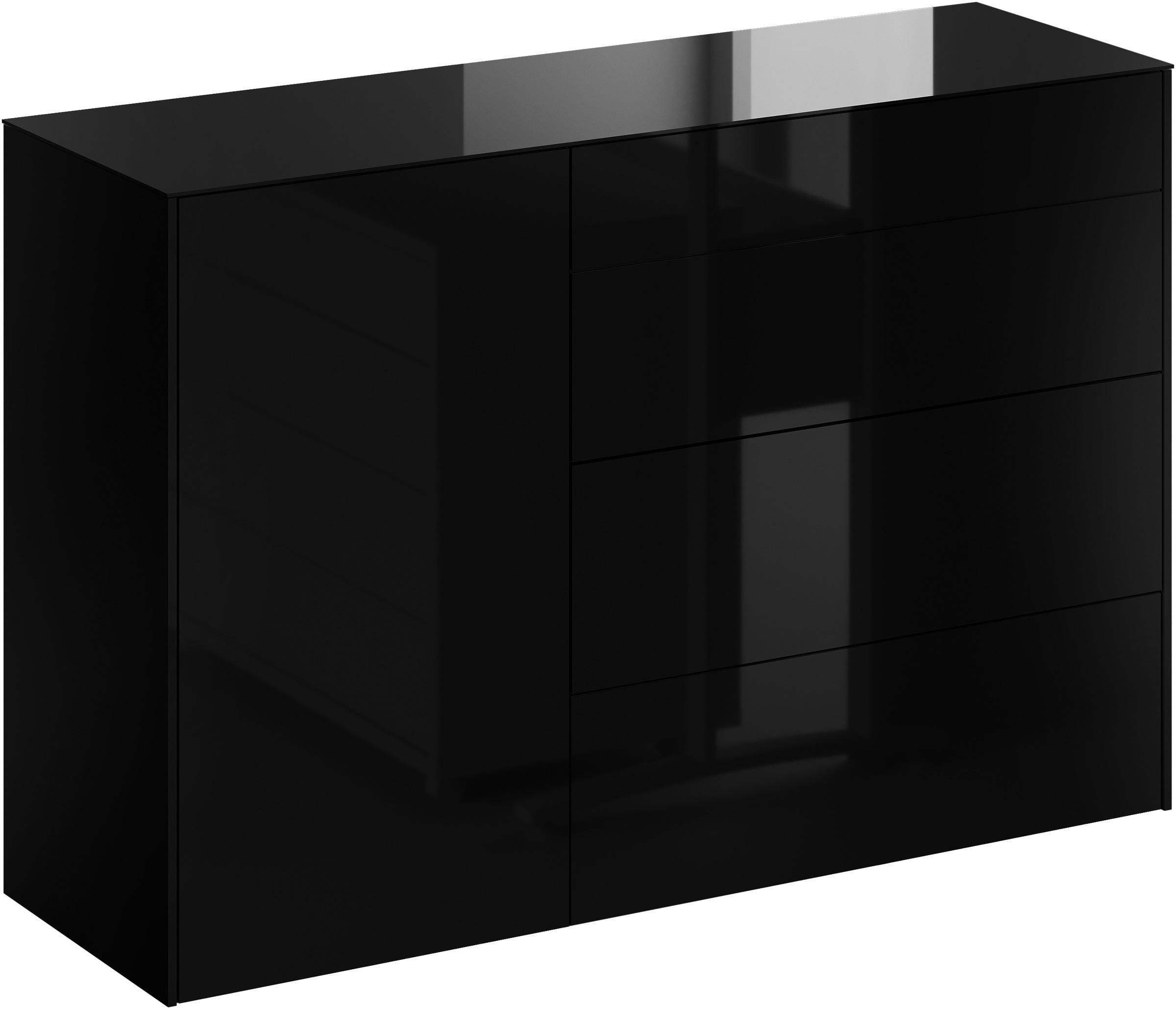 Mäusbacher Kommode Kommode BHT 131/89/42 cm, Push to open, Front+Oberplatte=Glas