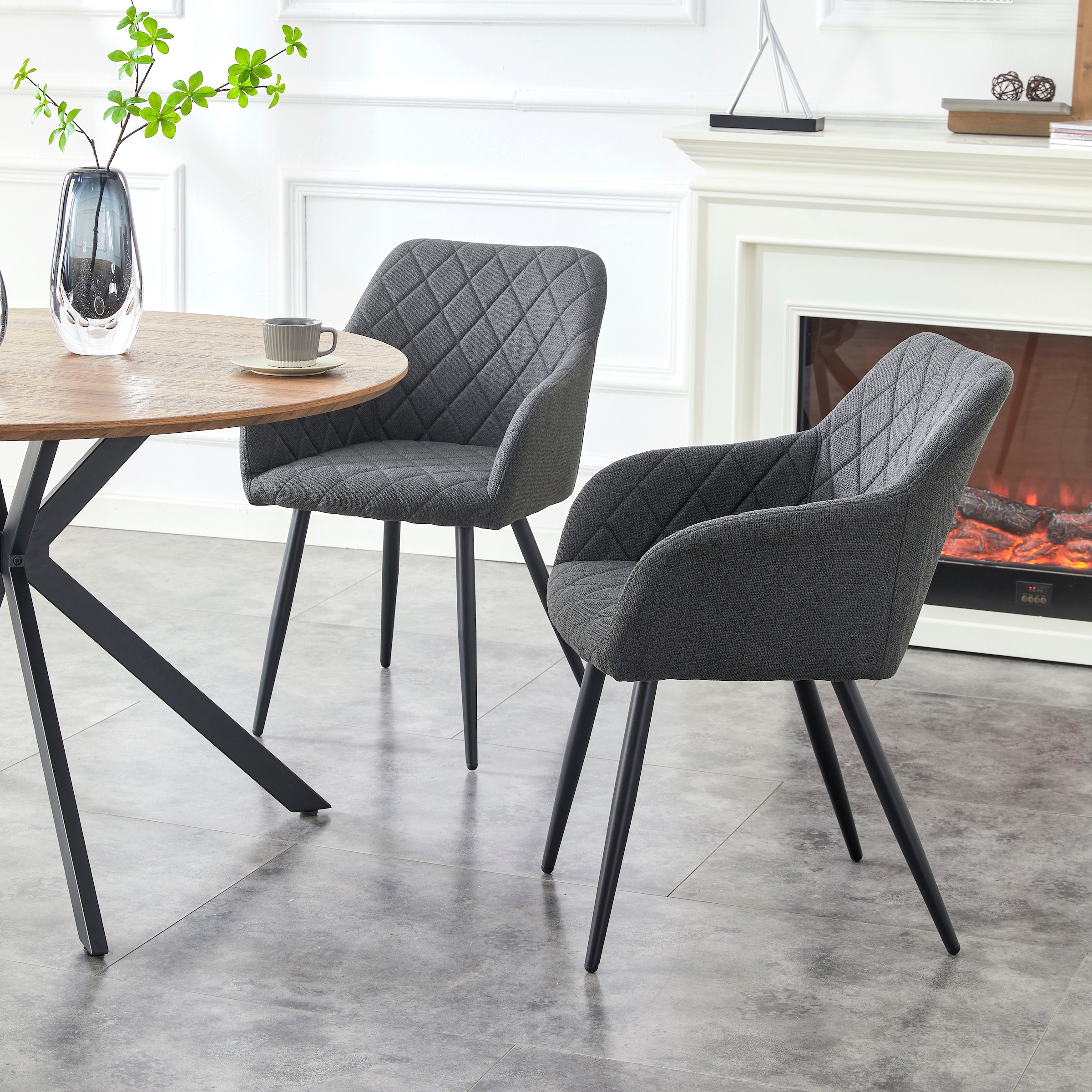 Home affaire Esszimmerstuhl »SUDBURRY, 2er Set, mit Metallgestell in matt schwarz« (Set) 2 Stk.in verschiedenen Farben, Belsatbarkeit pro Stuhl 120 kg, mit Griffloch