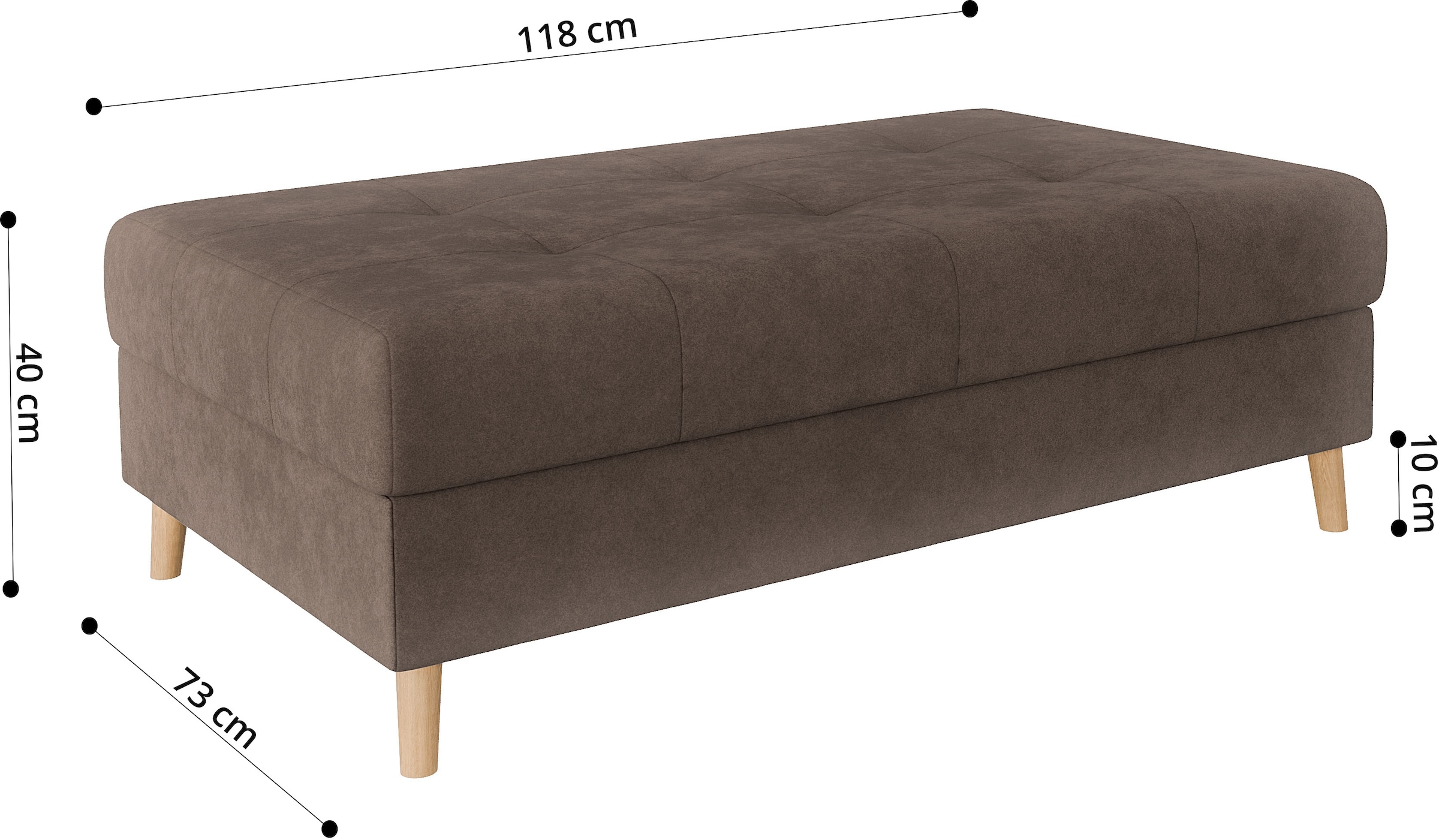 Home affaire Polsterhocker »CHARRE XXL, Steppung im Sitzbereich, Maße: B/T/H: 118/73/40 cm«, passend zur Serie CHARRE, auch in Cord und Bouclé