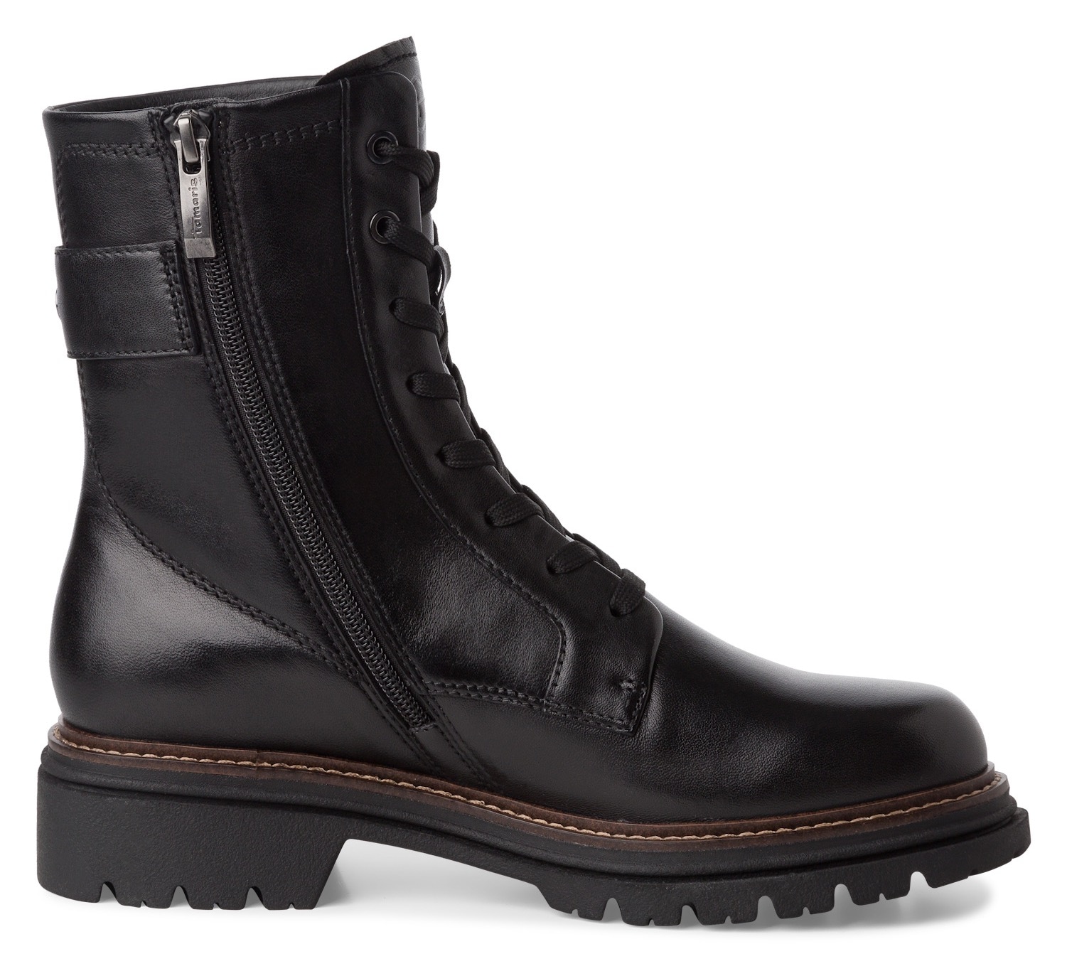 Tamaris Schnürboots, Blockabsatz, Schnürstiefelette mit auffälliger Zierschnalle