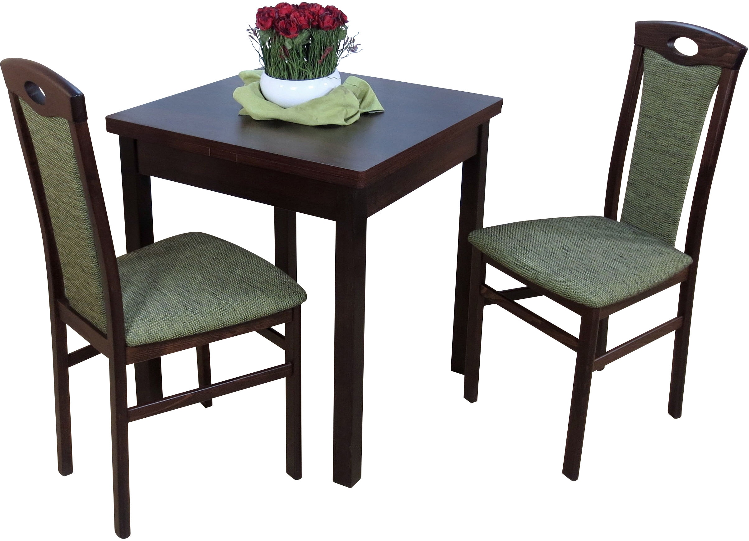 Essgruppe, B:45cm H:95cm T:48cm, grün, HOFMANN LIVING AND MORE, FSC-zertifiziertes teilmassives Holz, Sitzmöbel-Sets, "3tlg. Tischgruppe", Stühle