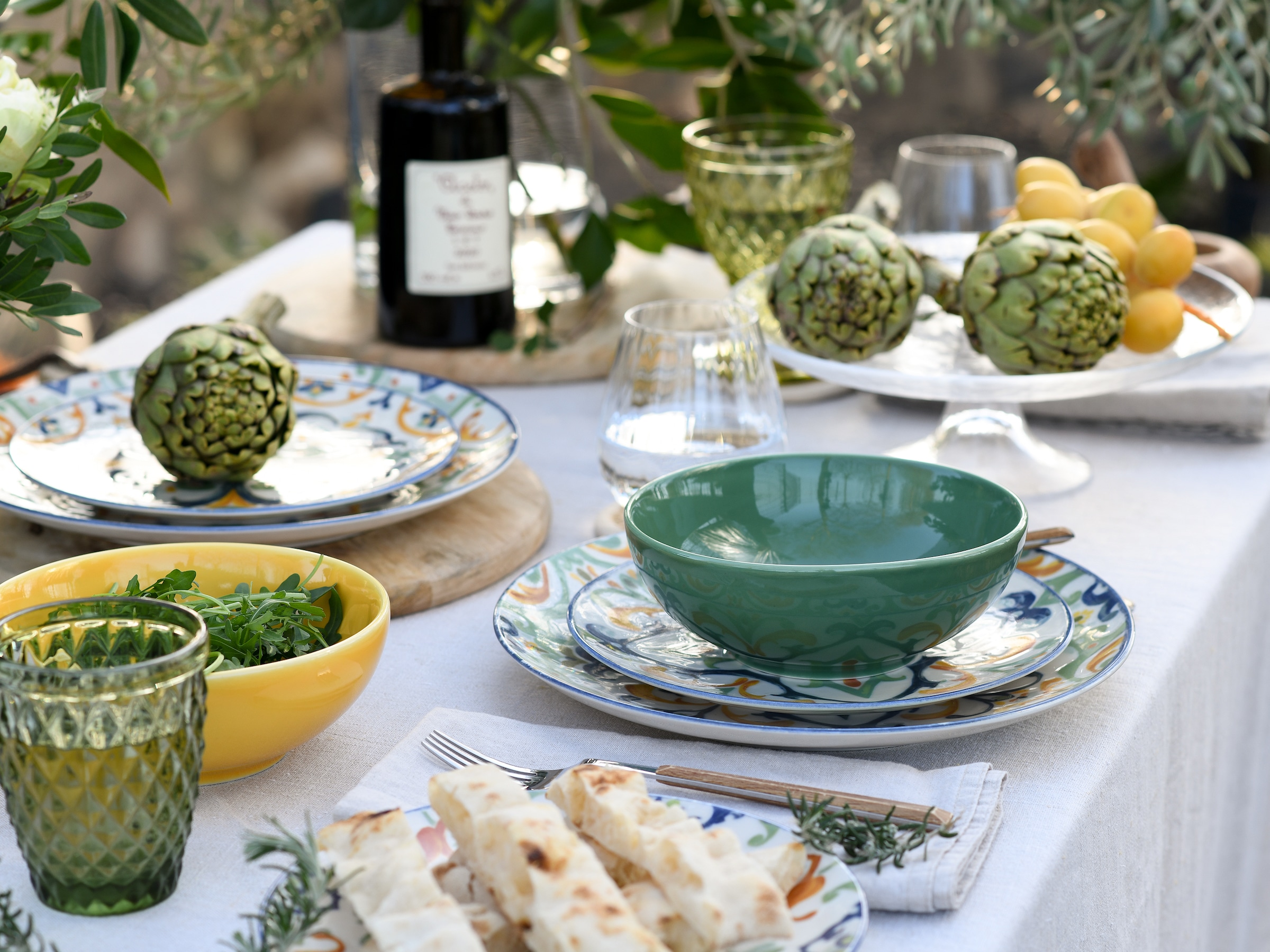 CreaTable Teller-Set »Giardini, Geschirr-Set, 12-tlg.« Mediterrane Leichtigkeit, Fliesen- und Keramikmotive