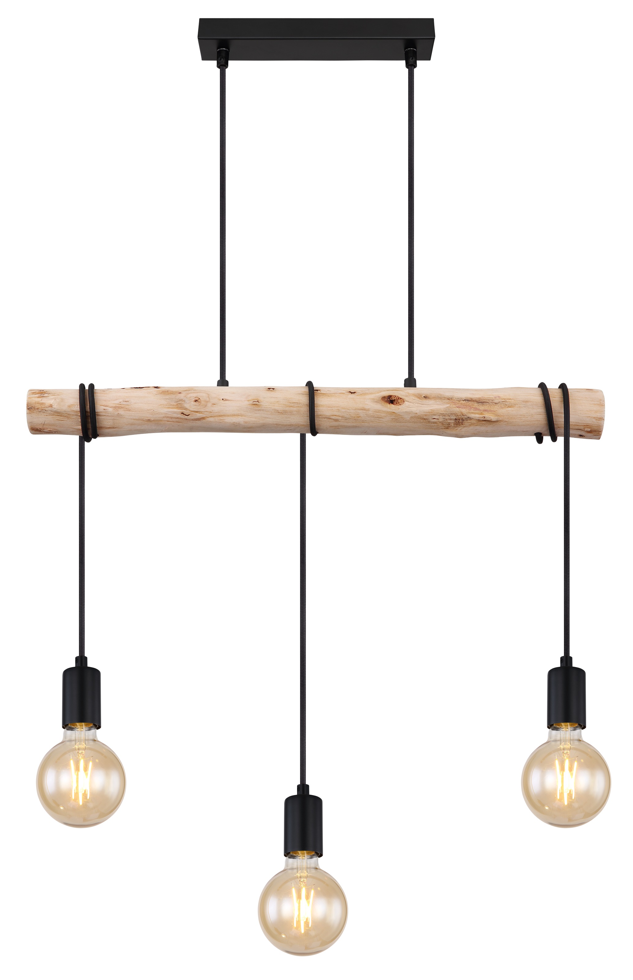 GLOBO LIGHTING Hängeleuchte »GREGOR«, Leuchtmittel E27 | ohne Leuchtmittel, Hängelampe/Holz/Kabel zum Herumwickeln/Esszimmer