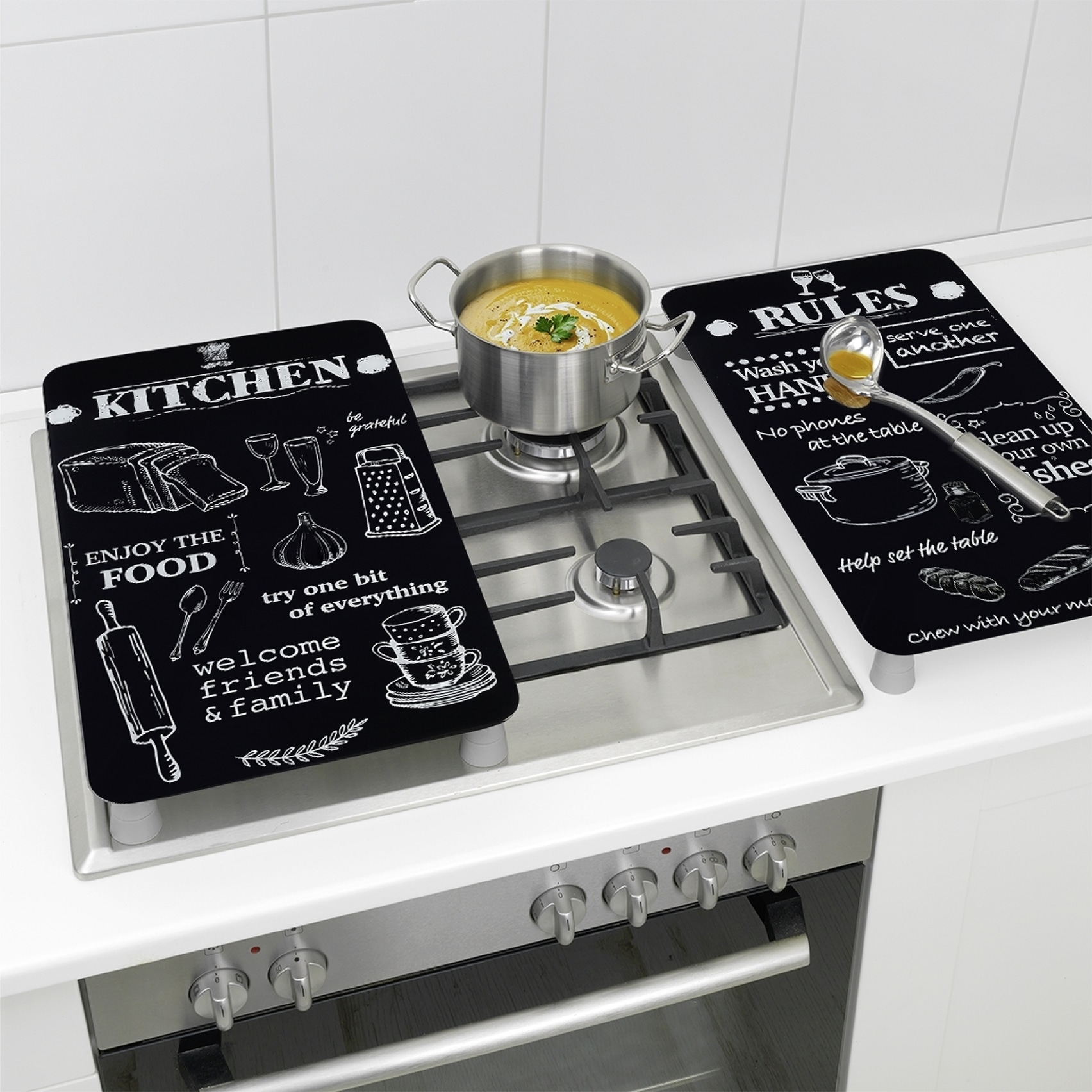 Maximex Herd-Abdeckplatte »Universal Modell KITCHEN RULES«, (Set, 2 tlg.), für Induktions-, Glaskeramik-, Elektro- und Gasherde, höhenverstellbar